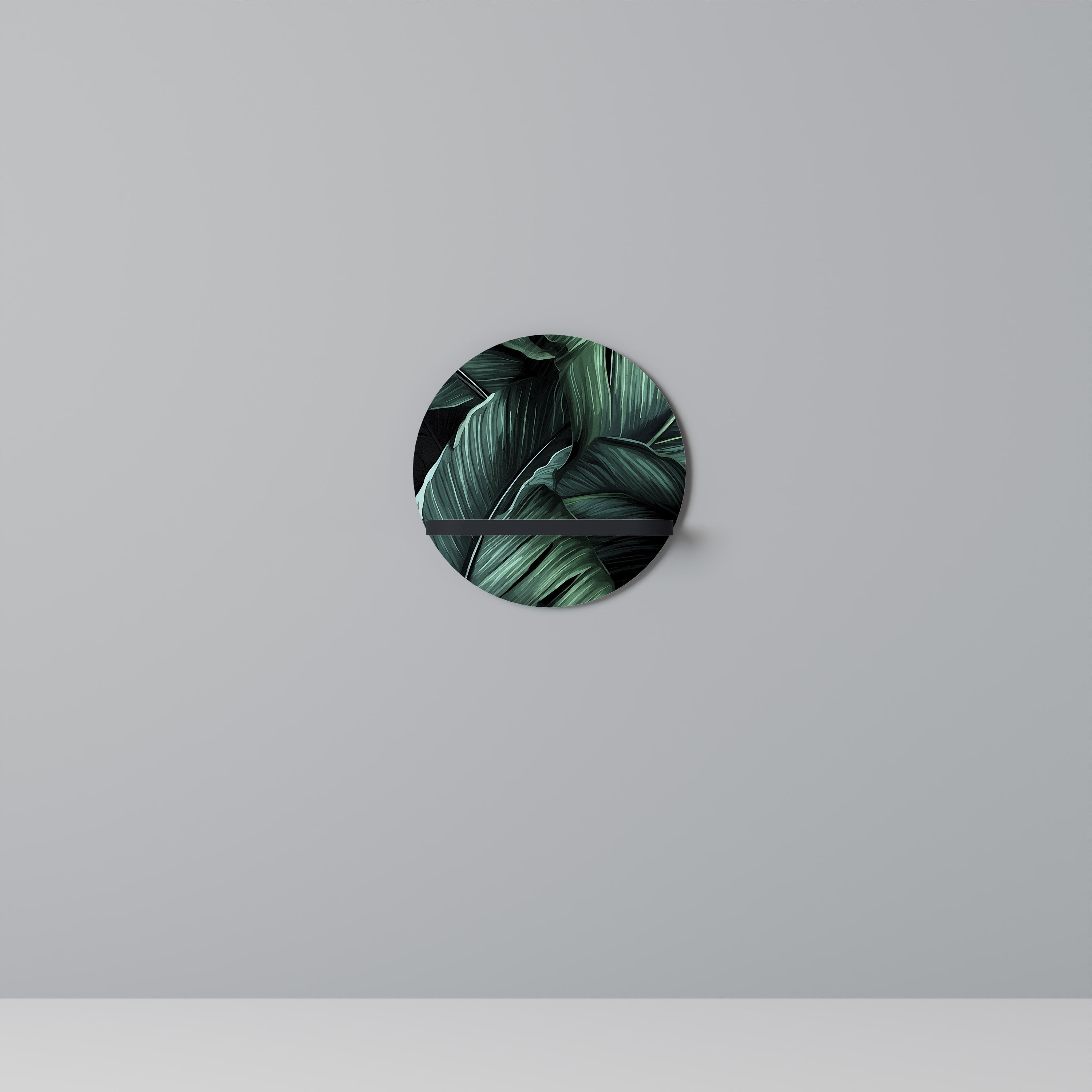 Στρογγυλό ράφι τέχνης LEAFY ELEGANCE σε μαύρο φινίρισμα