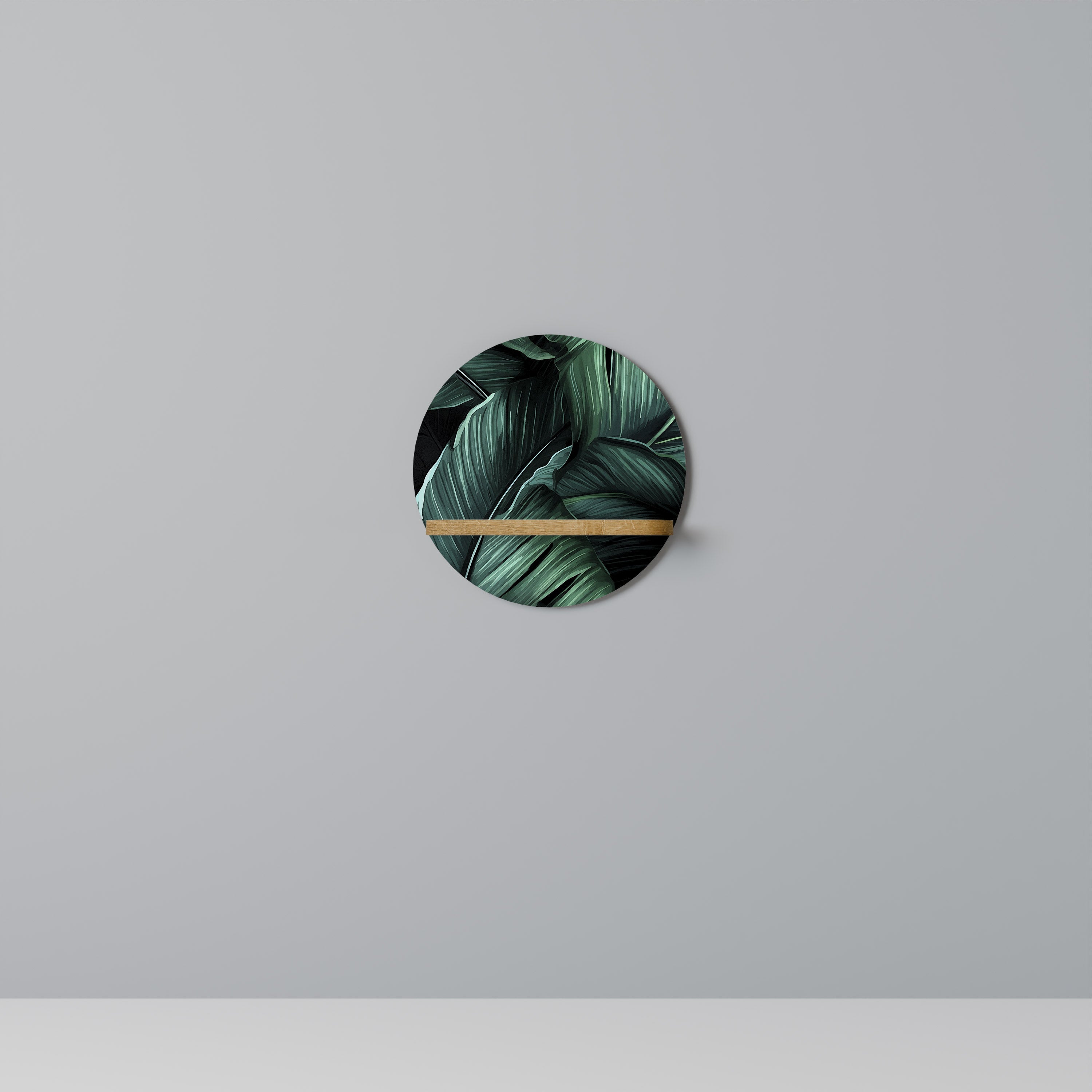 Στρογγυλό ράφι τέχνης LEAFY ELEGANCE σε όψη δρυός