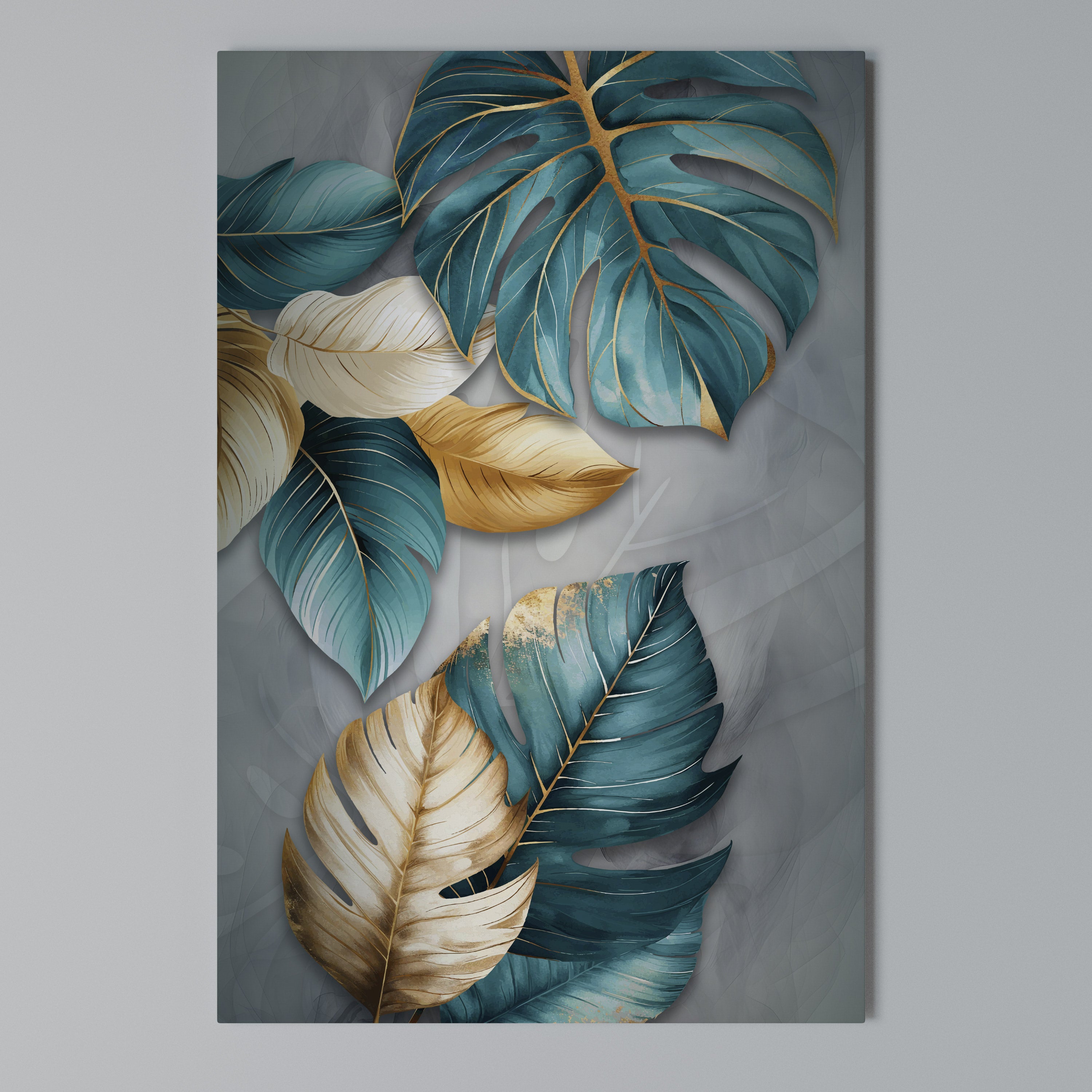 ELEGANCE IN LEAVES Κατακόρυφος Πίνακας σε Καμβά