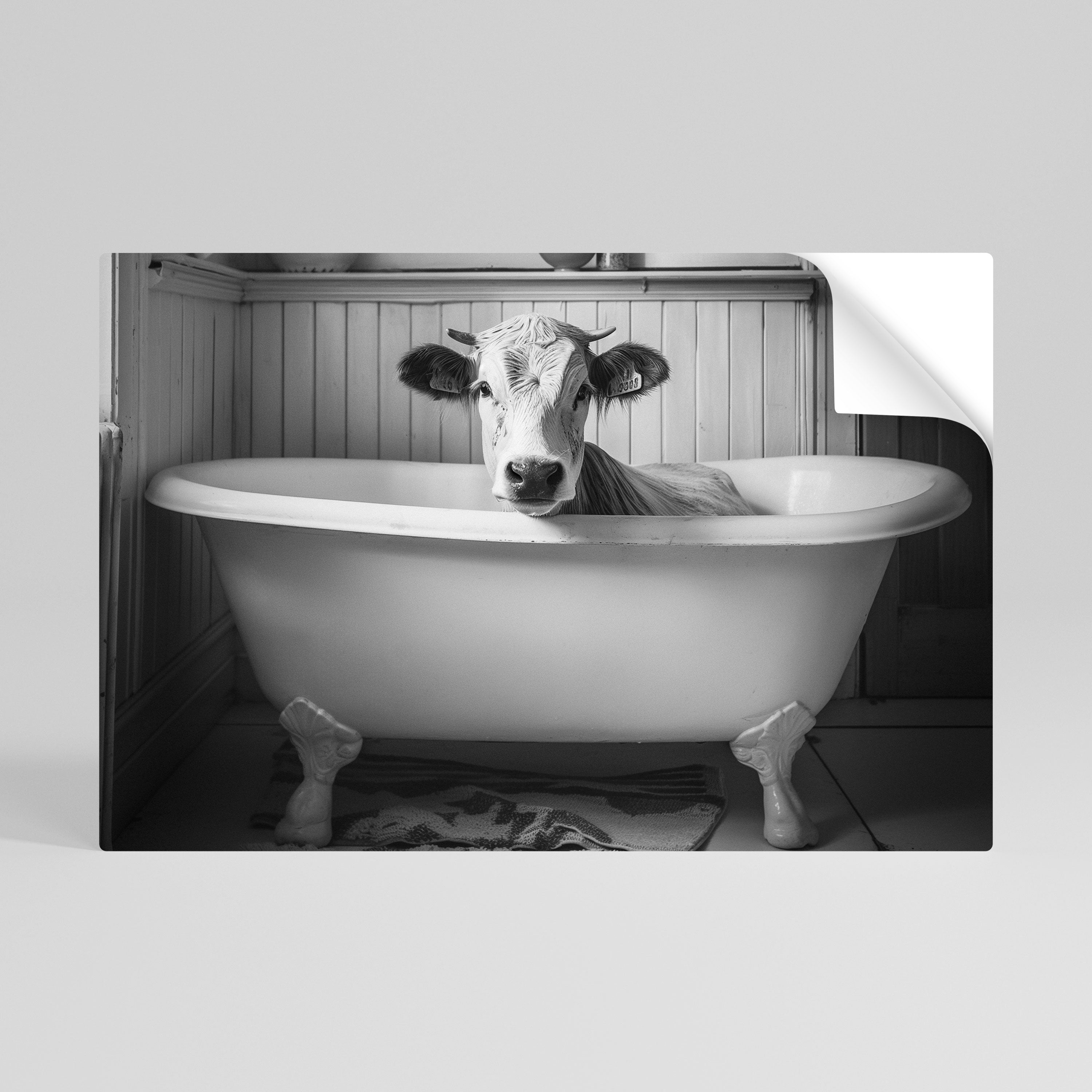 COW IN RELAXATION Αυτοκόλλητη Αφίσα οριζόντια