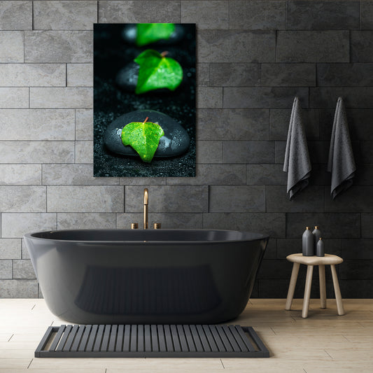 RAINDROPS ON STONE Vertical Canvas Print