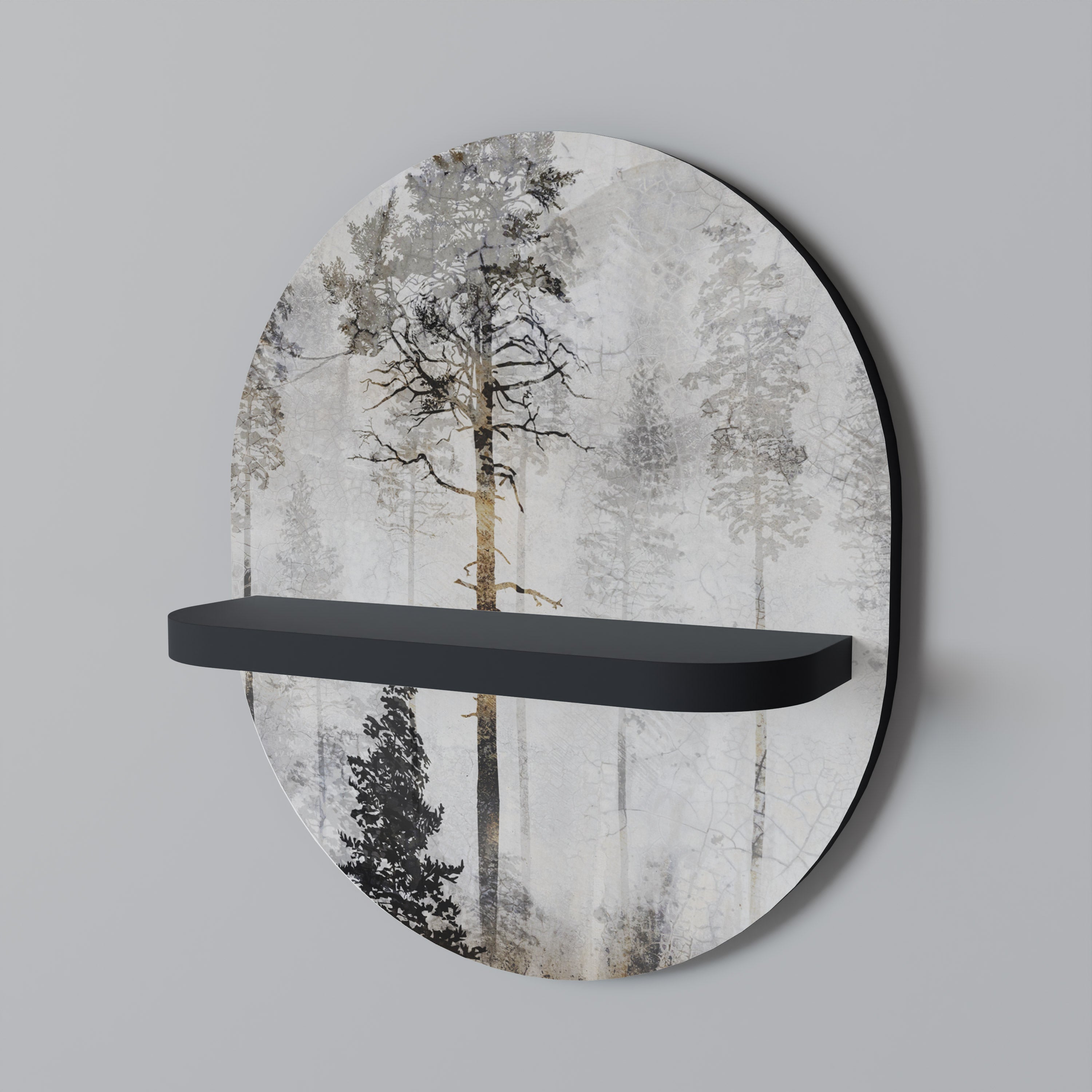 Οβάλ Ράφι FADE IN THE TREES σε Μαύρο Φινίρισμα