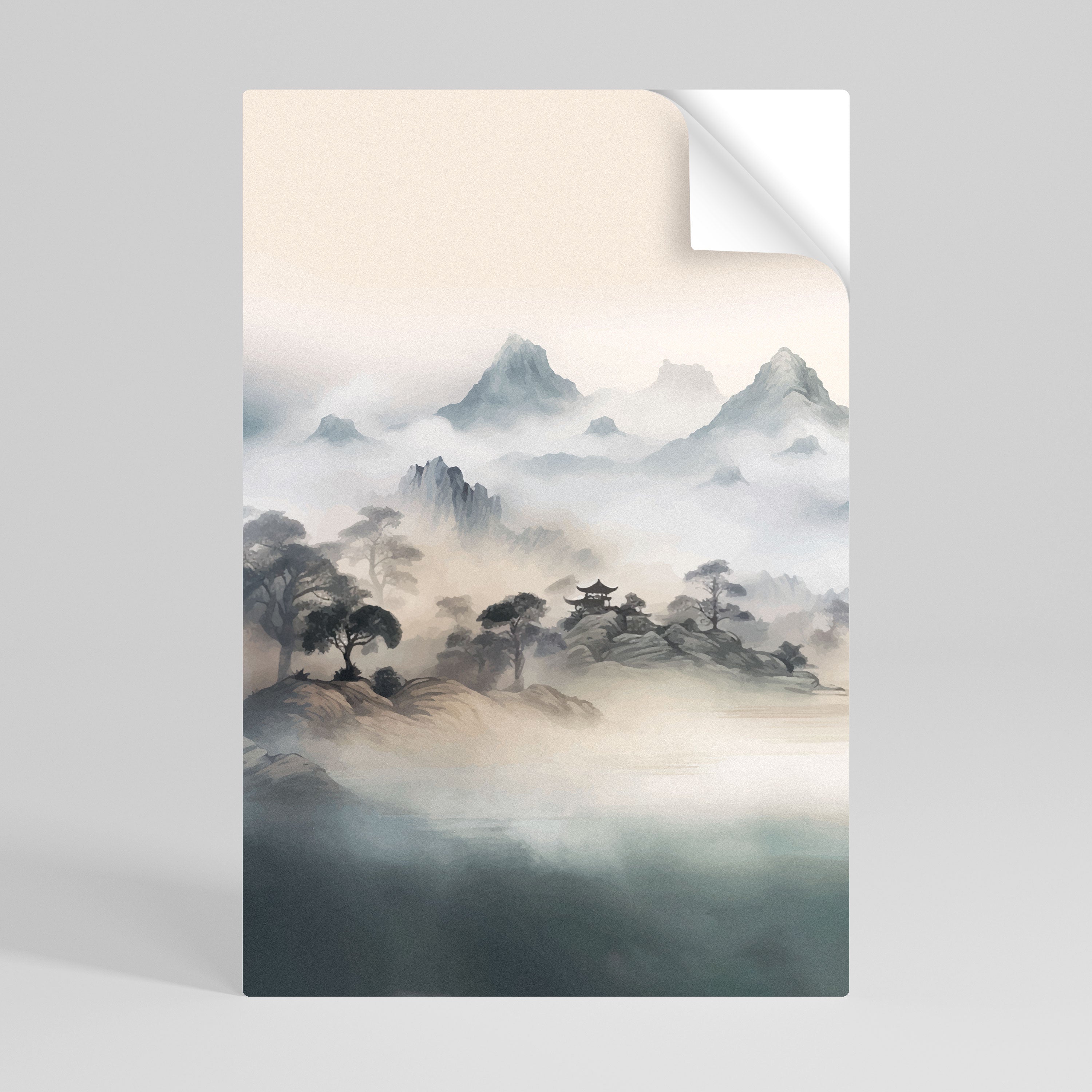 HIDDEN TEMPLE MIST Peel and Stick Vertical Poster