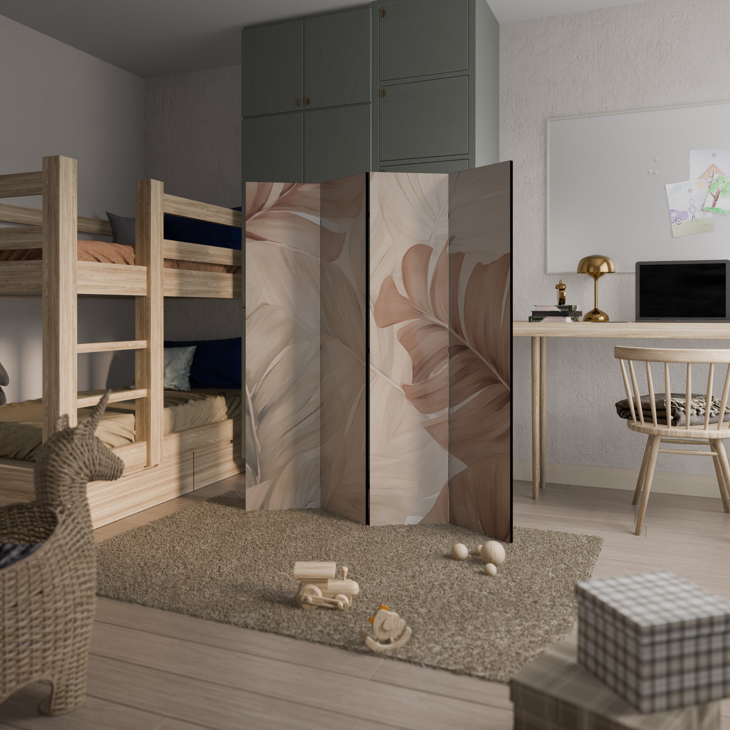 SOFT TONES OF FOLIAGE Παραβάν με 4 πάνελ