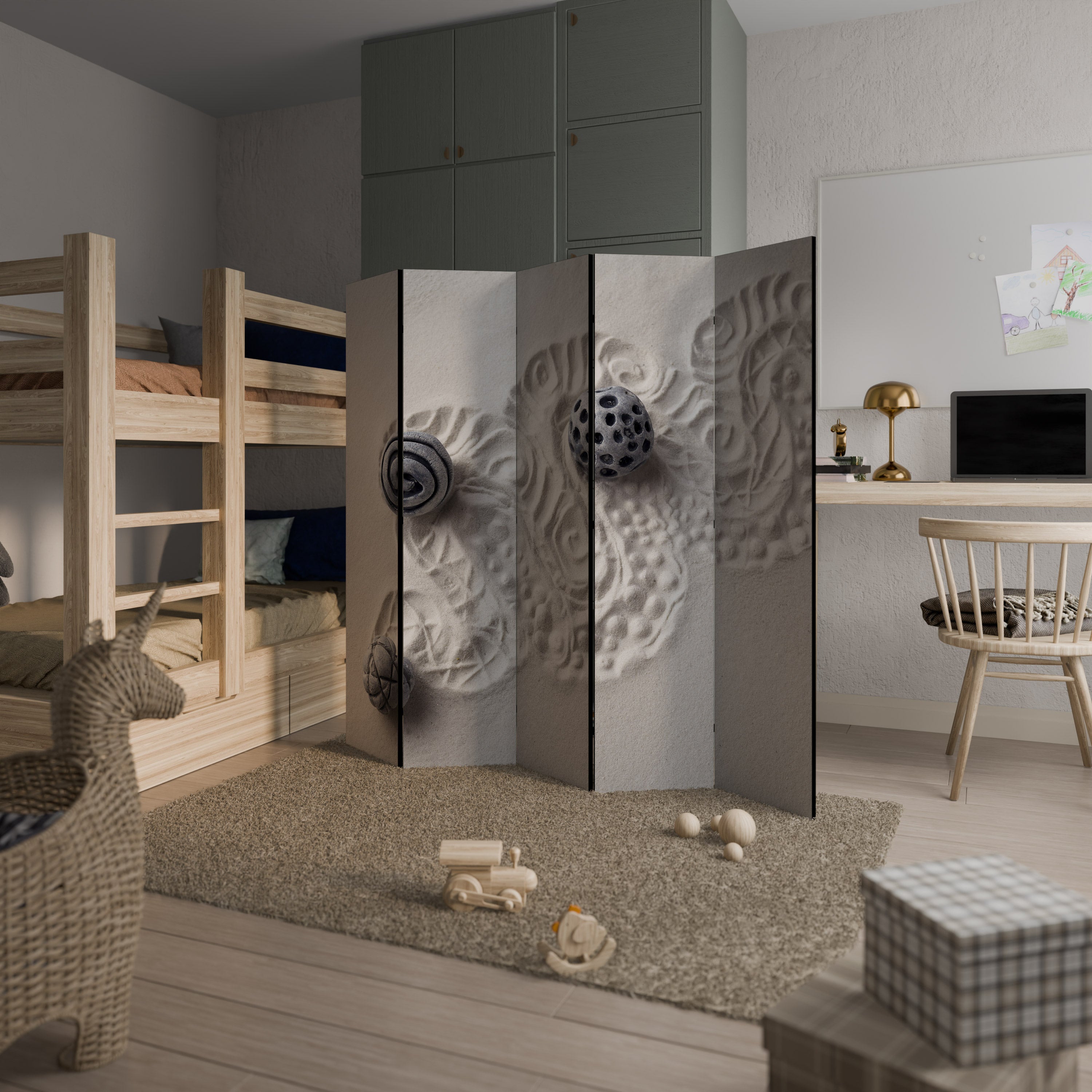 SAND SCULPTED SERENITY 5-Panel Room Divider