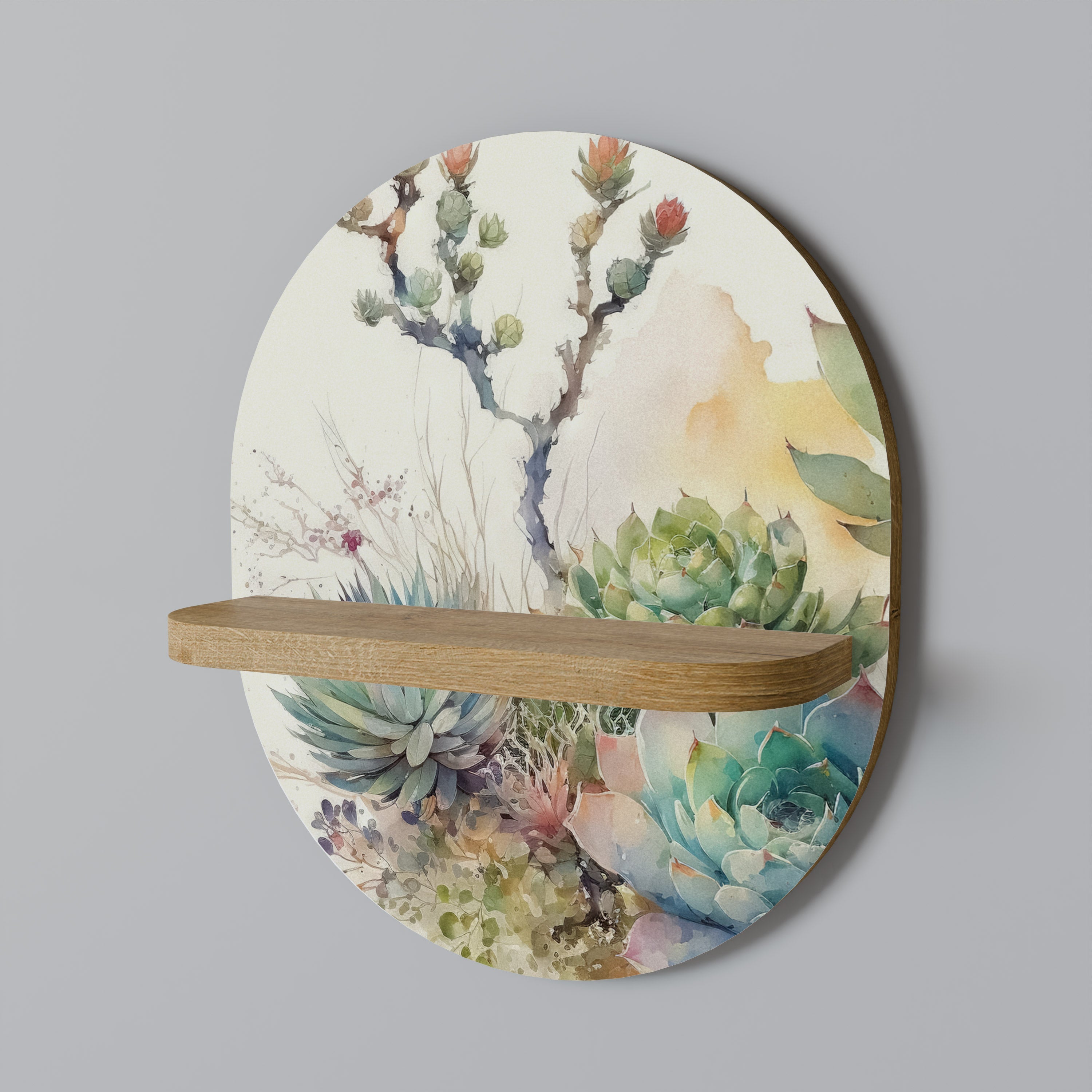 SECRET GARDEN Oval Art Shelf In Oak Effect