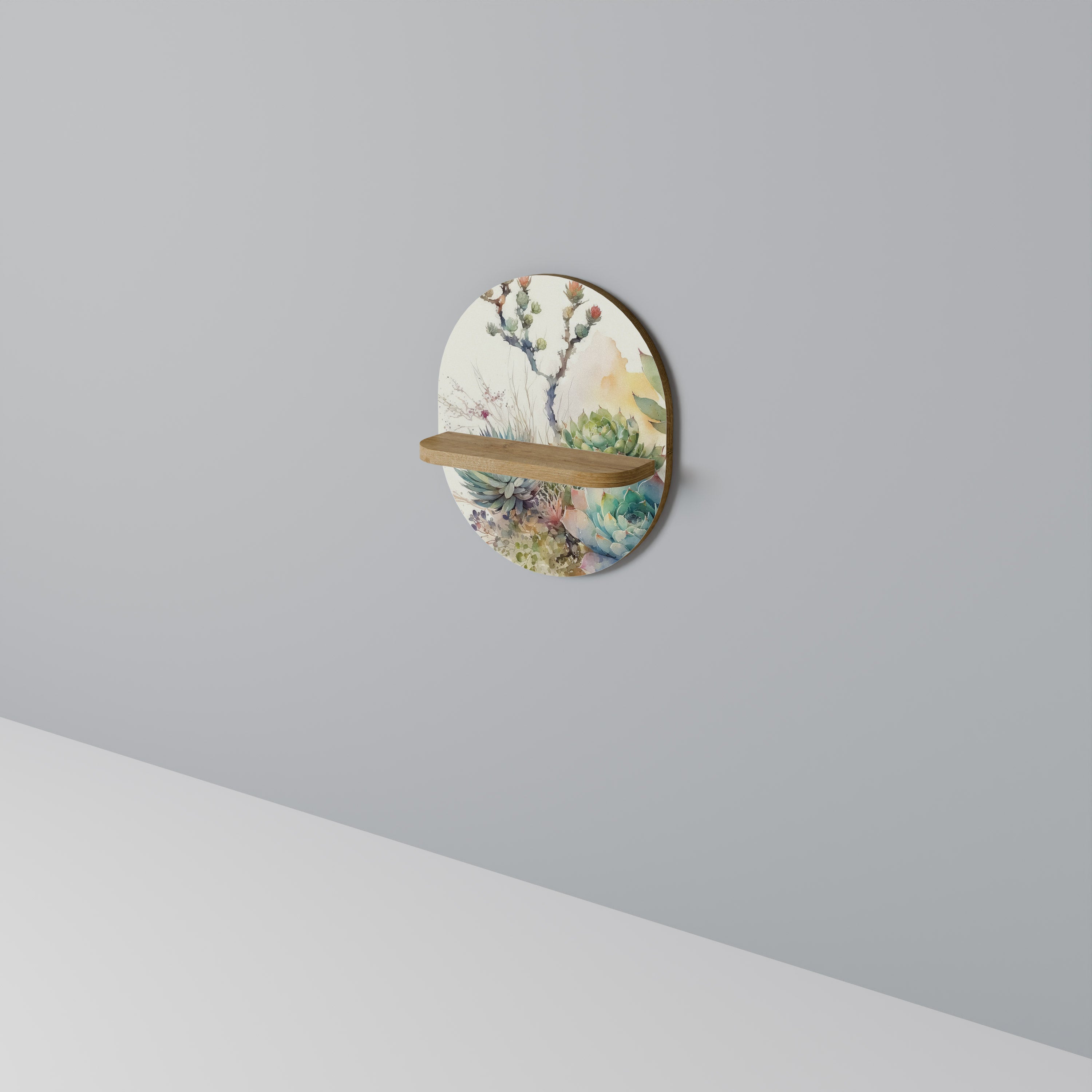 SECRET GARDEN Oval Art Shelf In Oak Effect