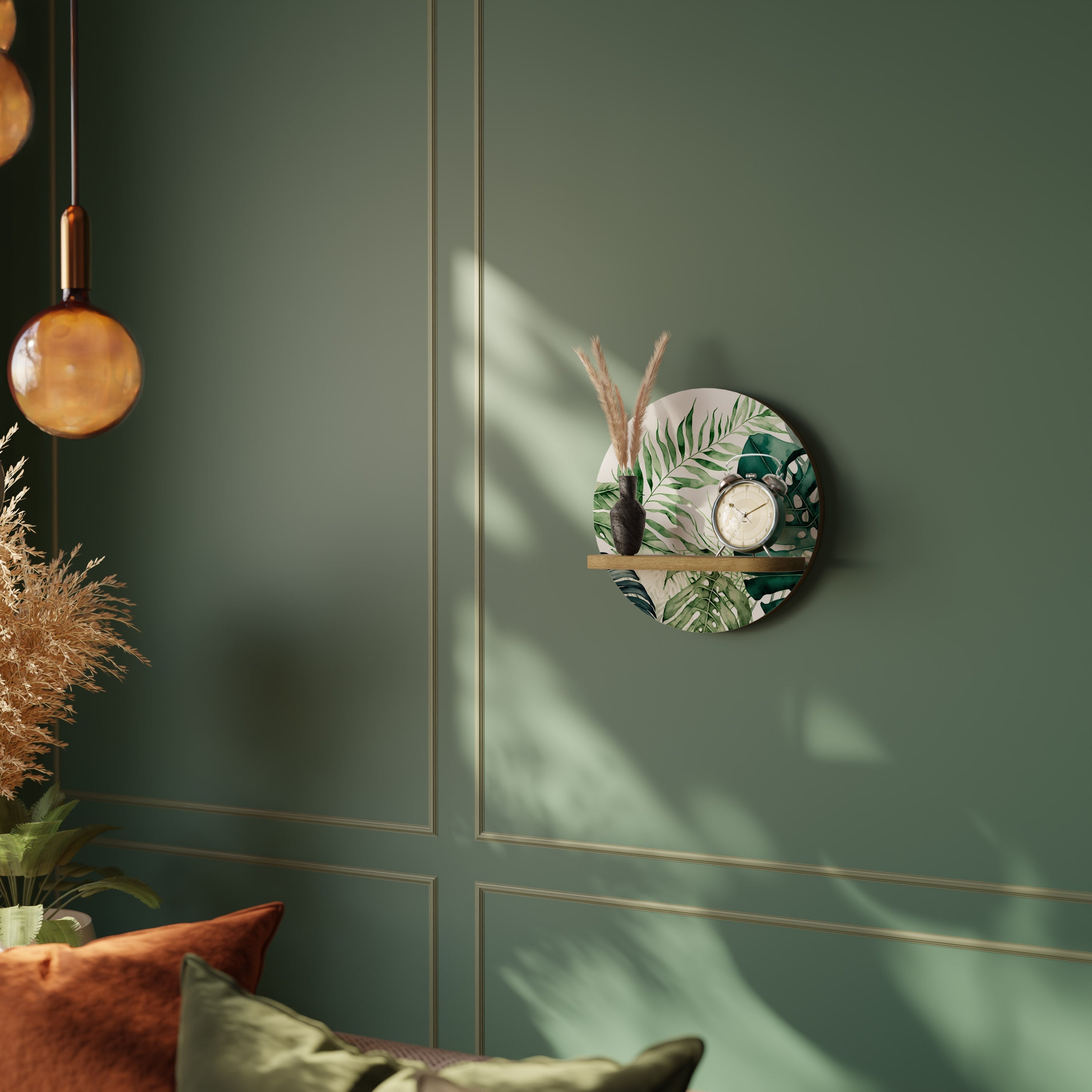 Στρογγυλό ράφι MONSTERA DREAM σε όψη δρυός