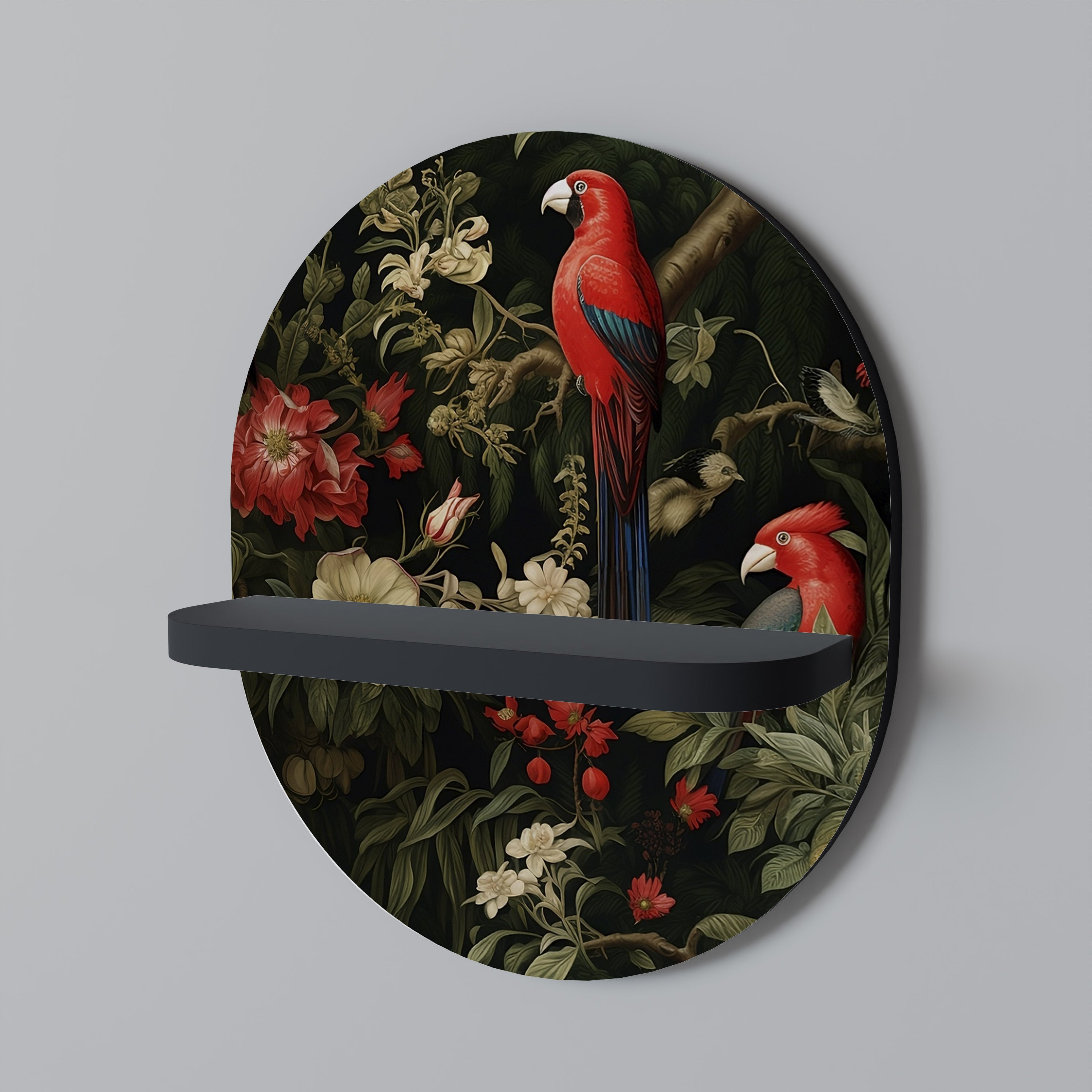 Οβάλ Ράφι Τέχνης AVIAN BLOSSOMS σε Μαύρο Φινίρισμα
