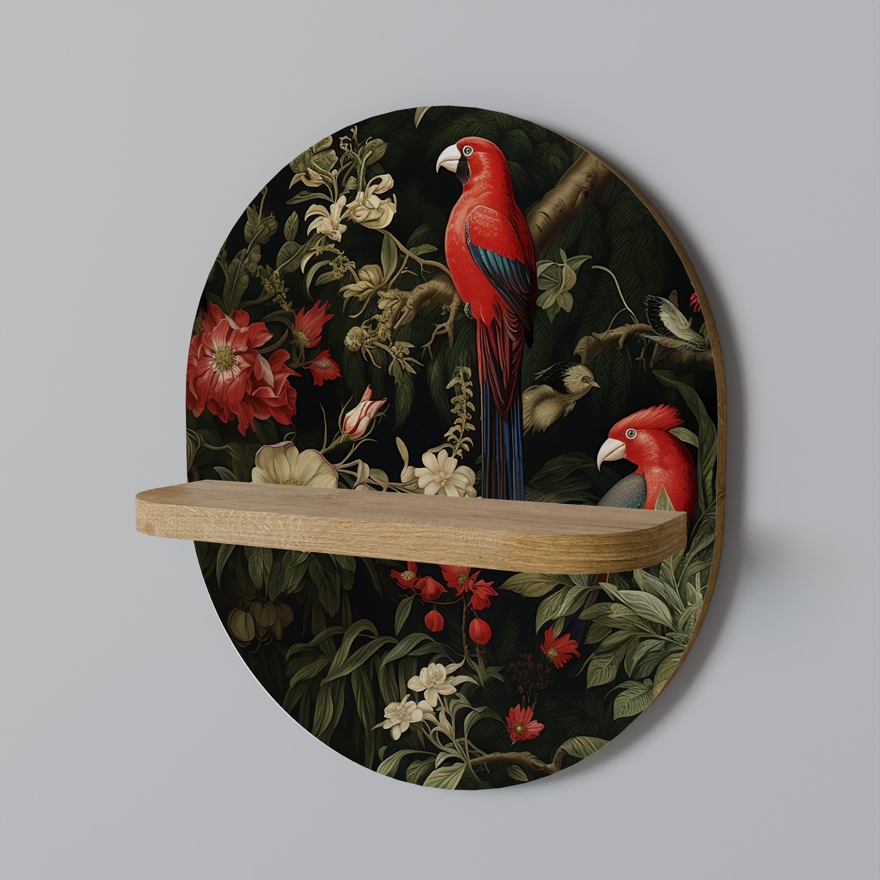 AVIAN BLOSSOMS Oval Art Shelf In Oak Effect