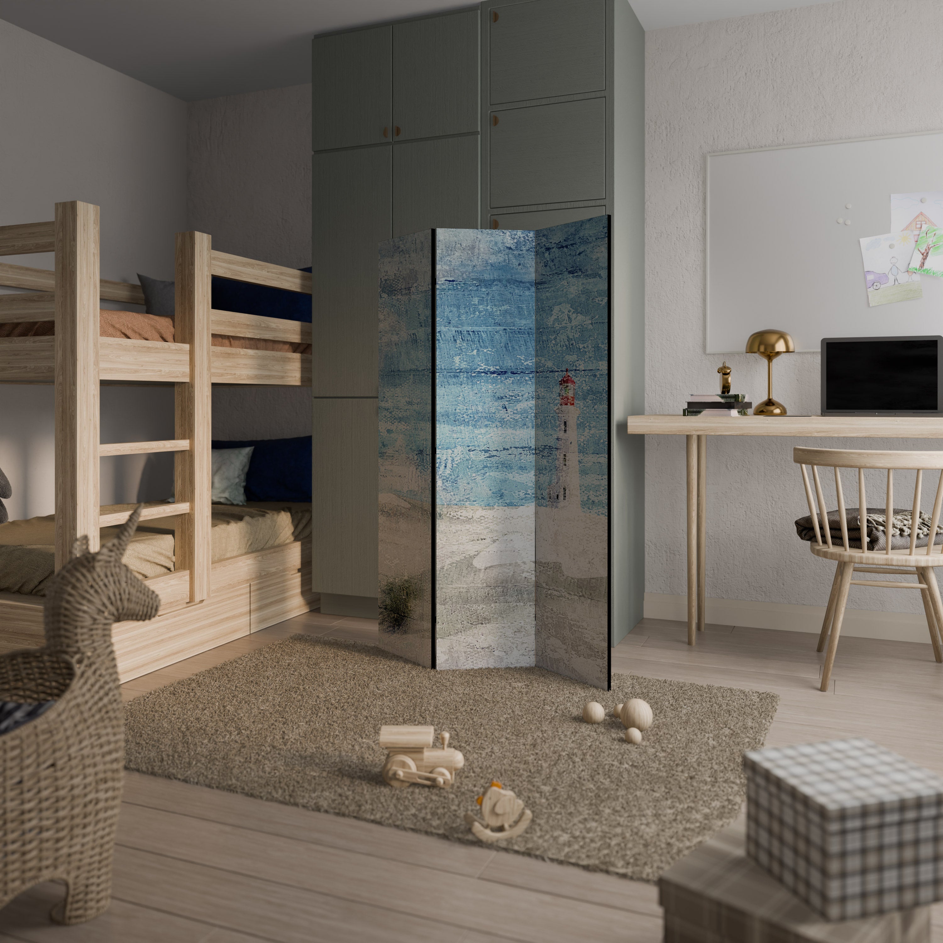 LIGHTHOUSE IN TRANQUILITY 3-Panel Room Divider