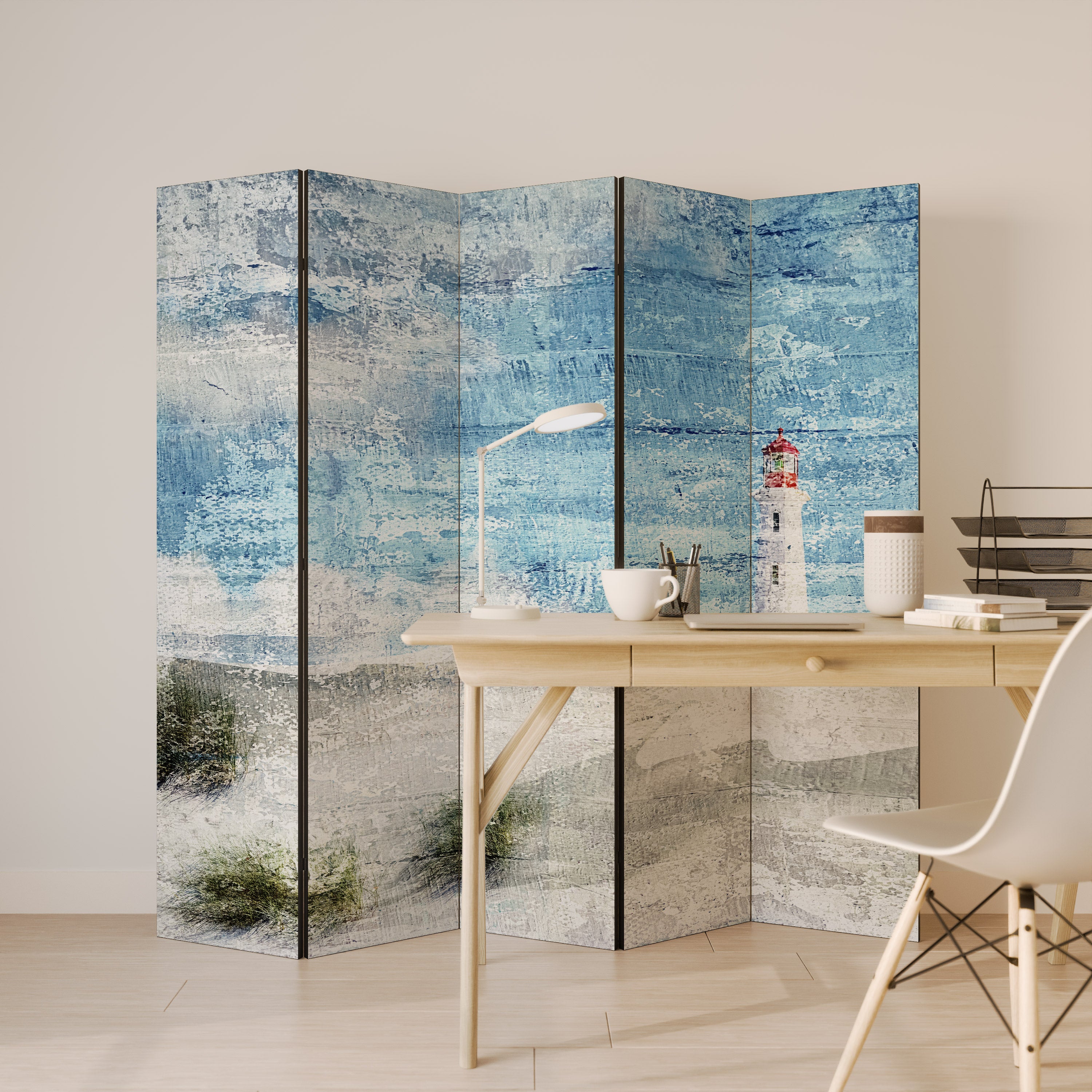 LIGHTHOUSE IN TRANQUILITY 5-Panel Room Divider
