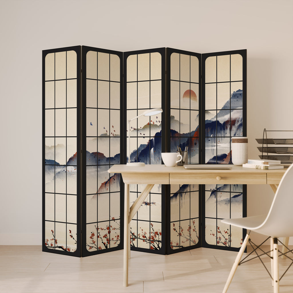 JAPANESE LANDSCAPE 5-Panel Room Divider