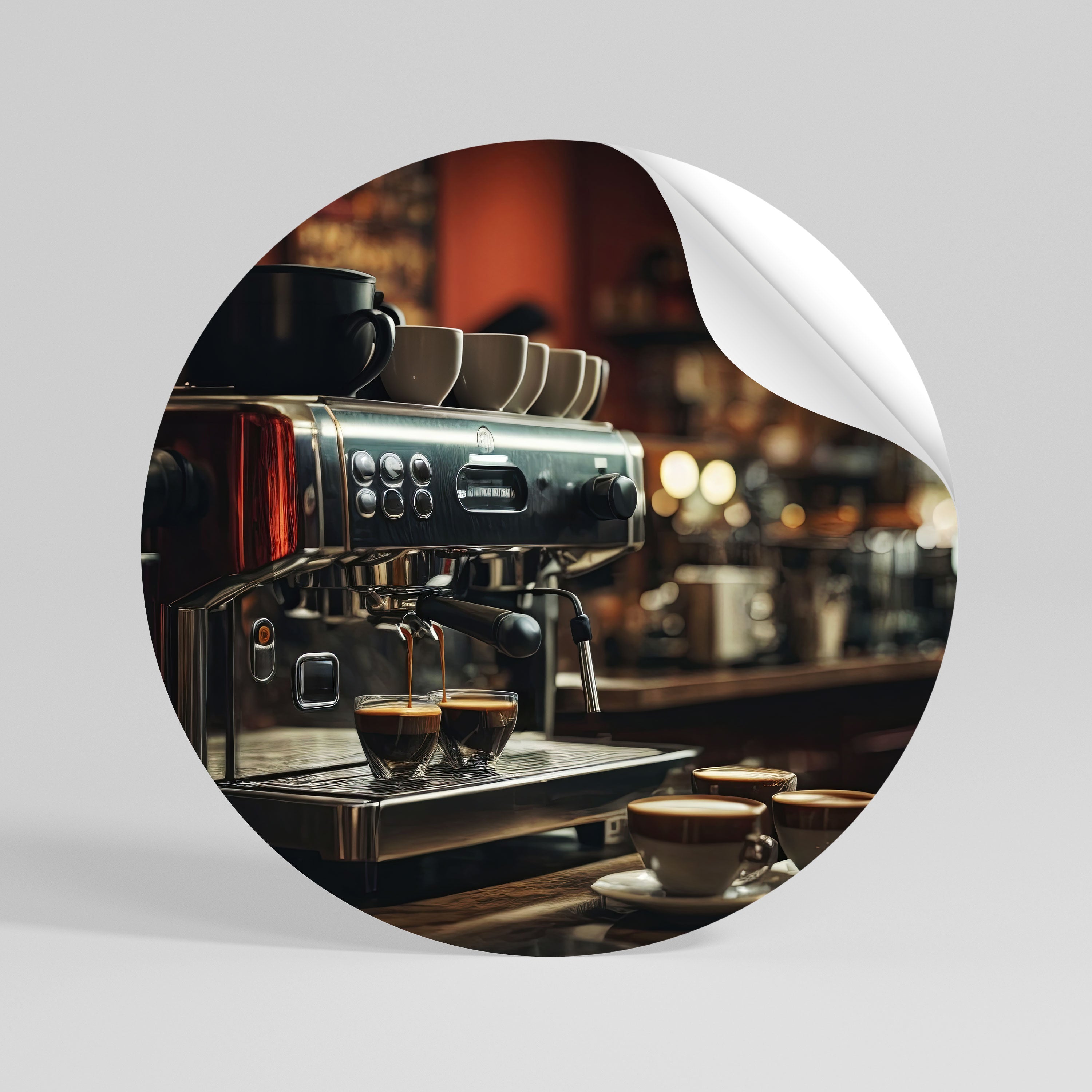 BARISTA’S DREAM MACHINE Αυτοκόλλητη Αφίσα στρογγυλή