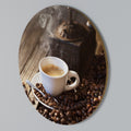 STEAMING BREWED DELIGHT Στρογγυλός πίνακας ζωγραφικής