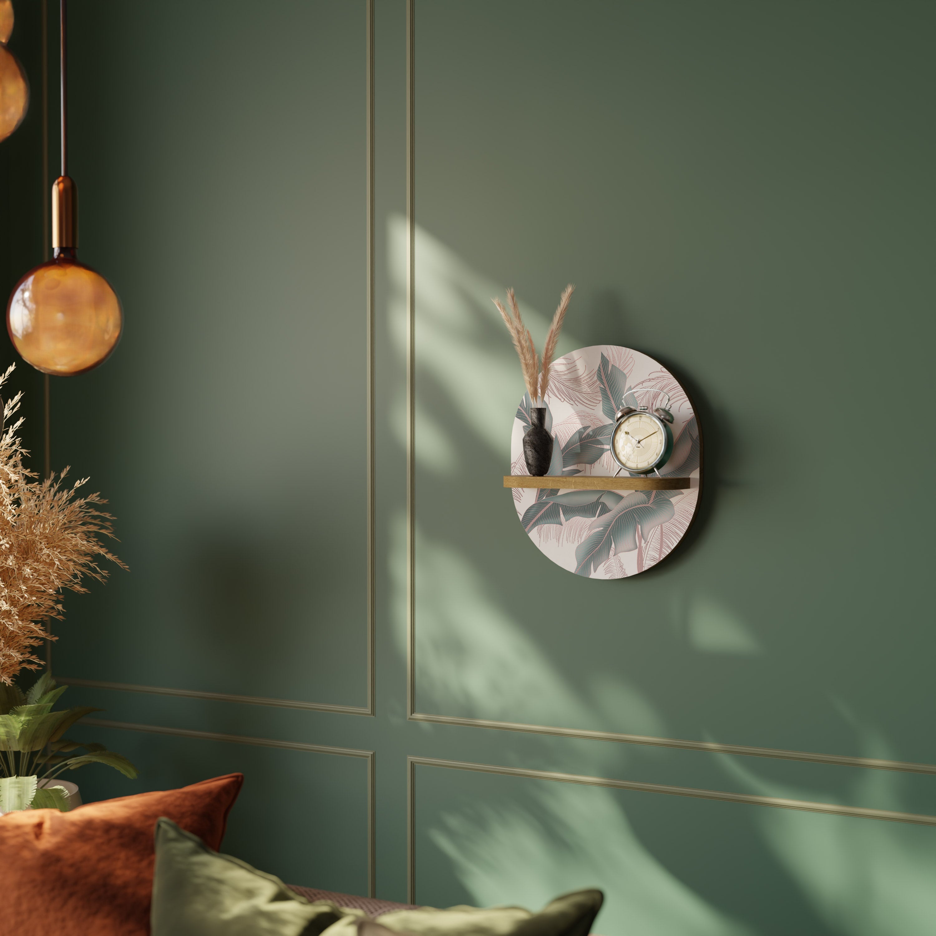 DELICATE BLISS Oval Art Shelf In Oak Effect