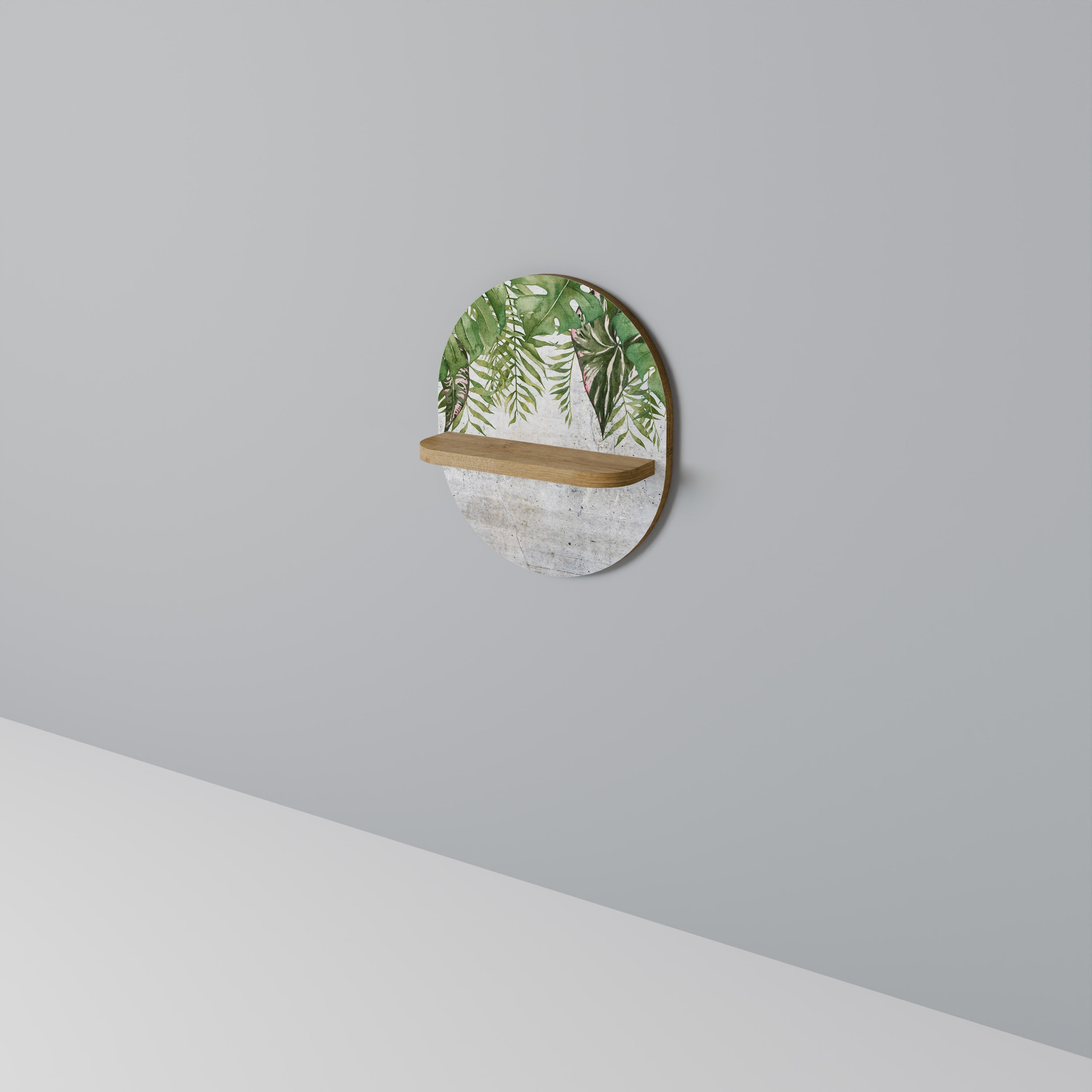 URBAN TROPICS Oval Art Shelf In Oak Effect