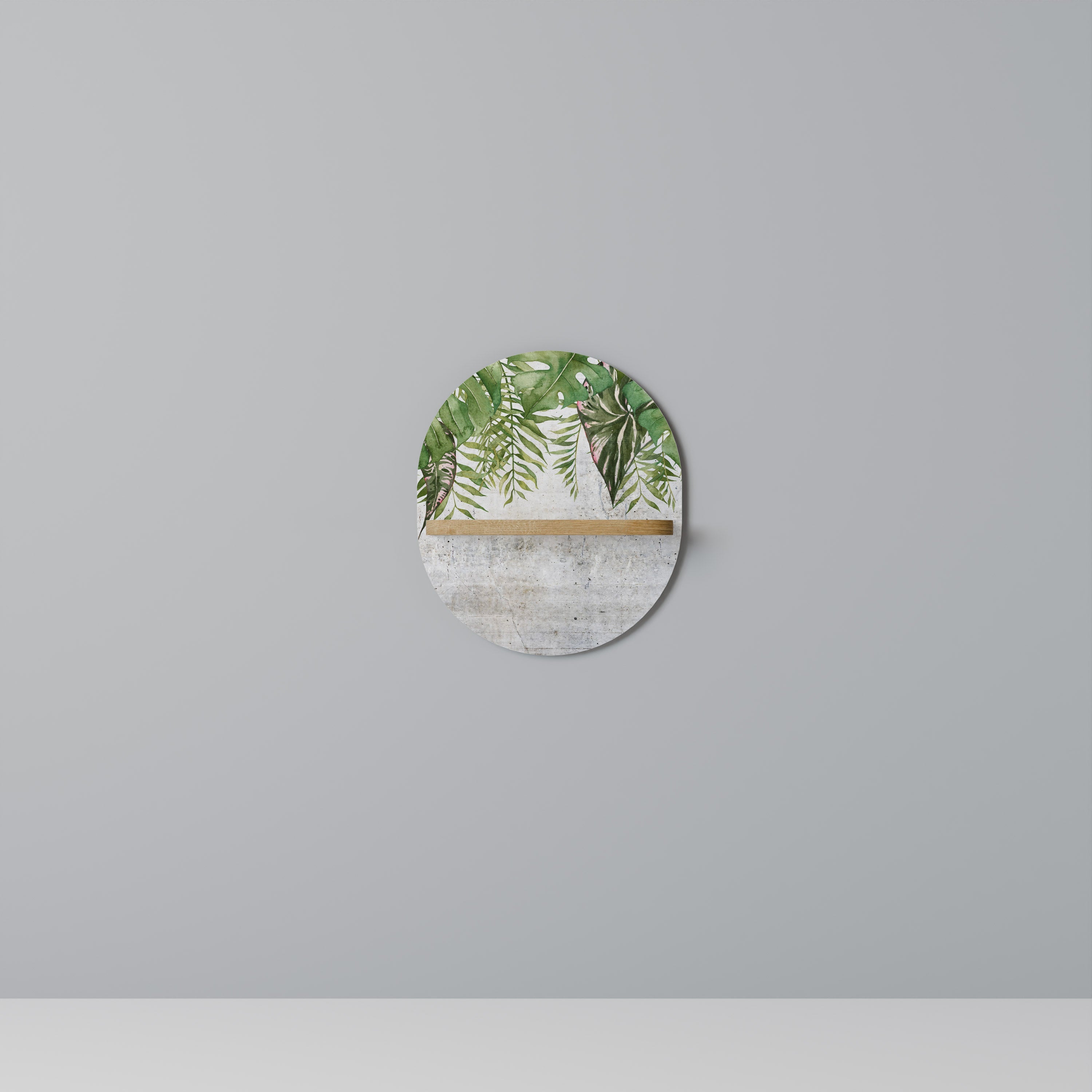 URBAN TROPICS Oval Art Shelf In Oak Effect