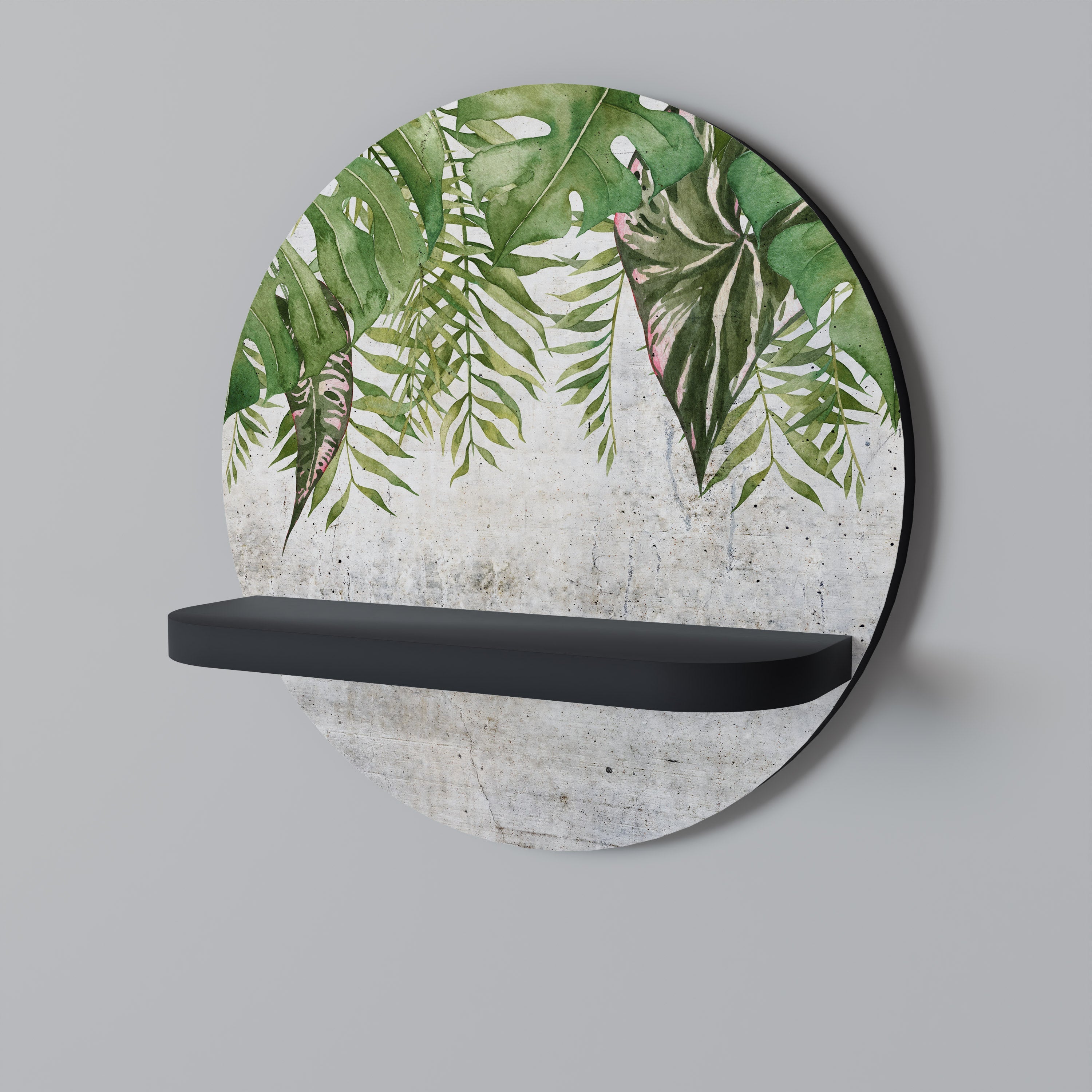 Στρογγυλό ράφι τέχνης URBAN TROPICS σε μαύρο φινίρισμα