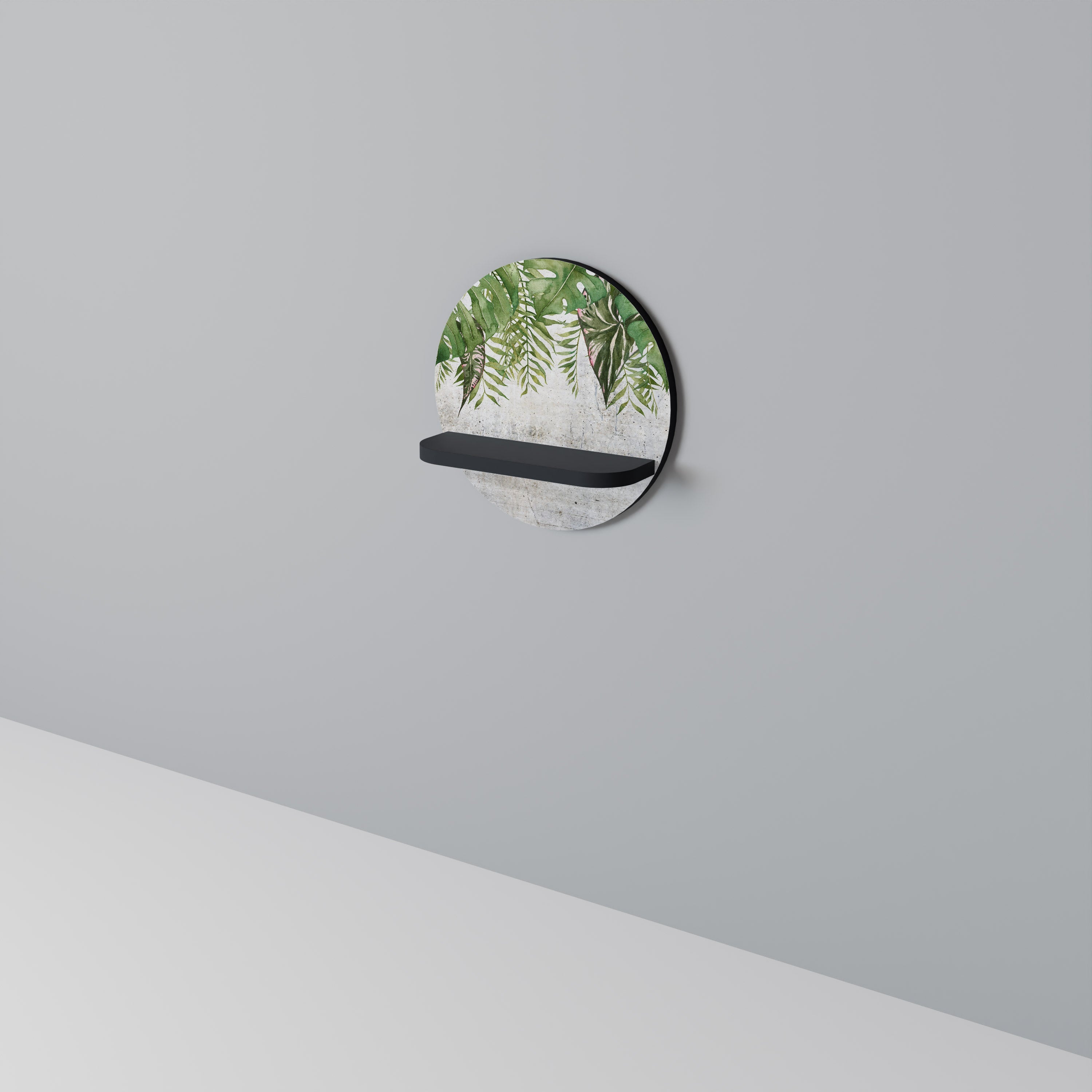 Στρογγυλό ράφι τέχνης URBAN TROPICS σε μαύρο φινίρισμα