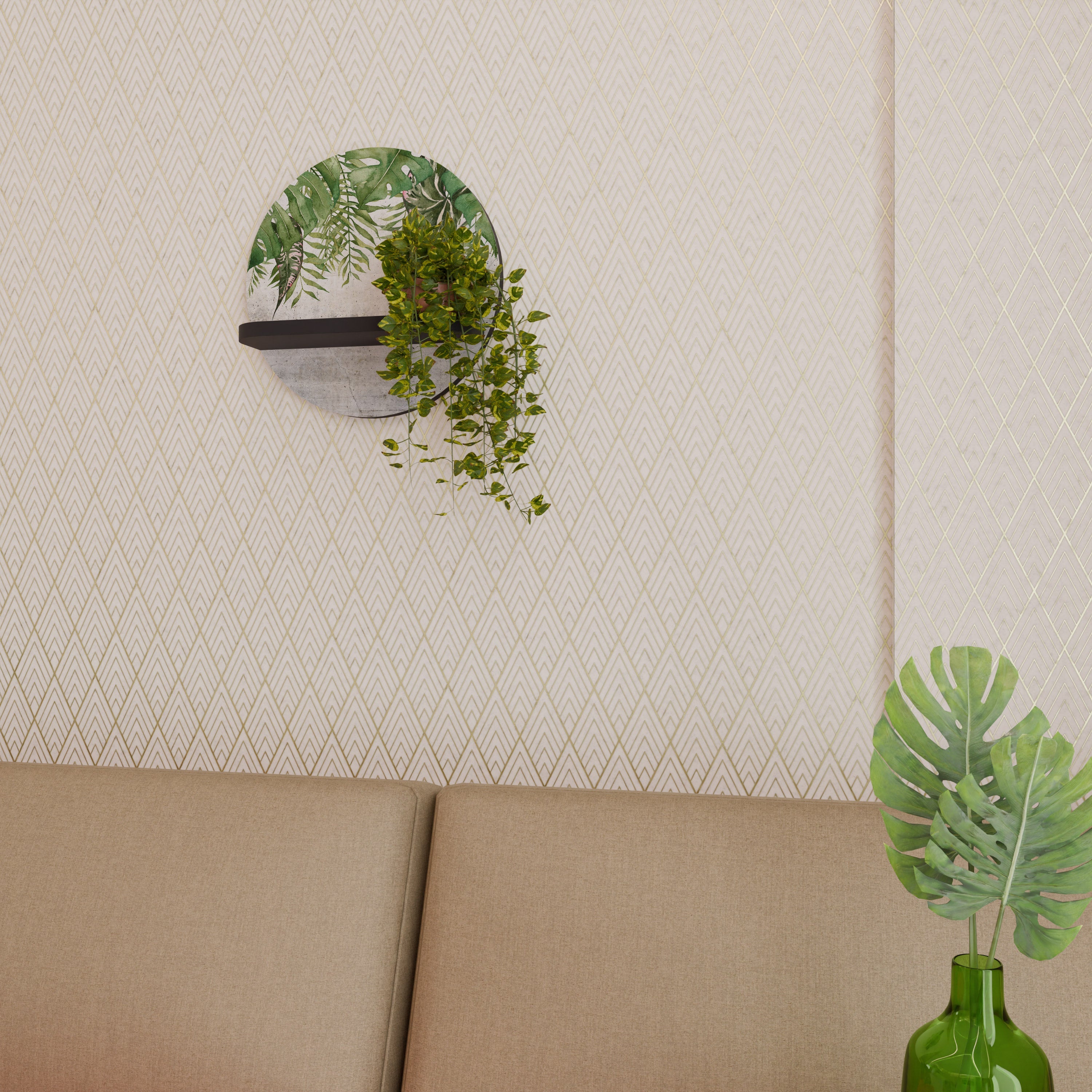 Στρογγυλό ράφι τέχνης URBAN TROPICS σε μαύρο φινίρισμα