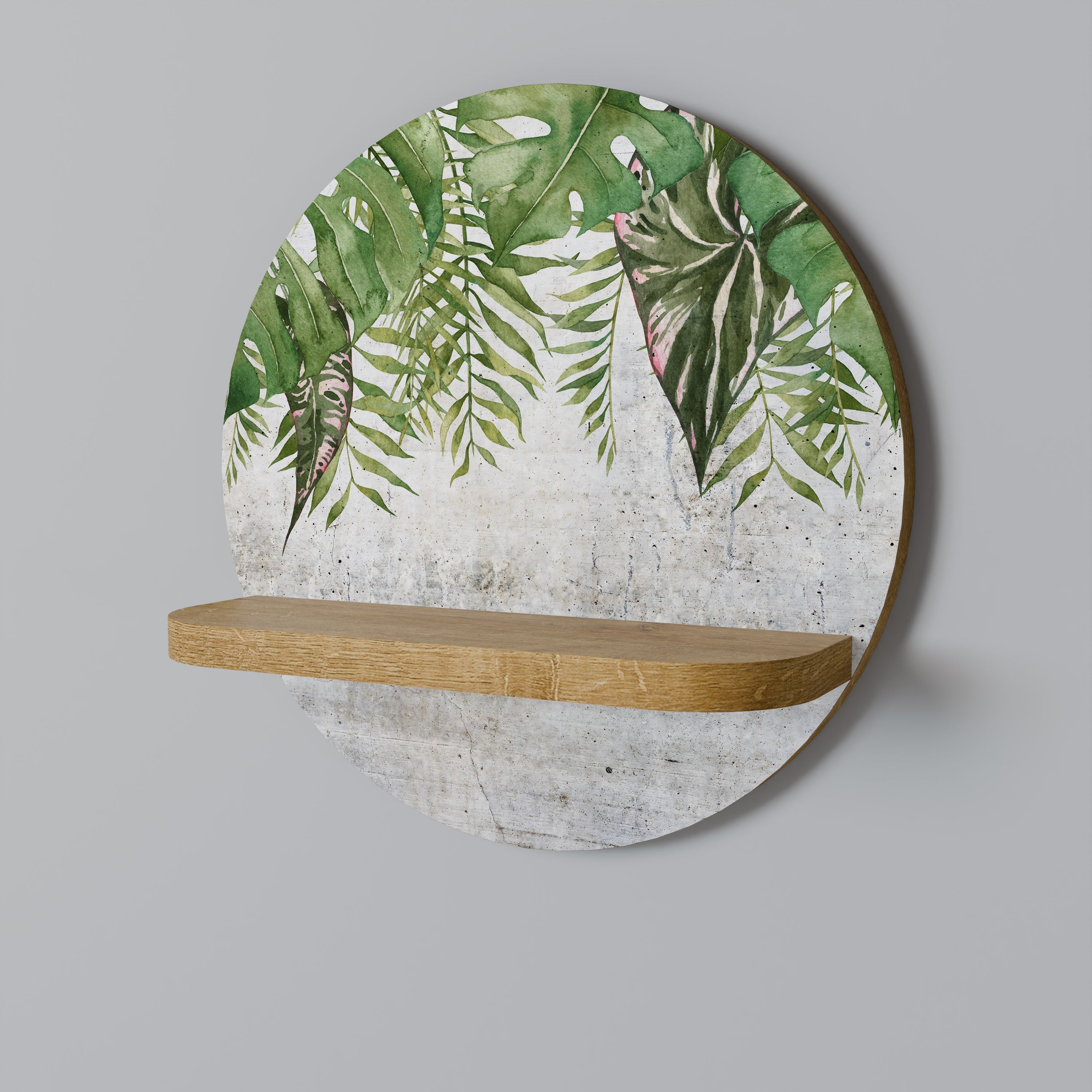Στρογγυλό ράφι τέχνης URBAN TROPICS σε όψη δρυός