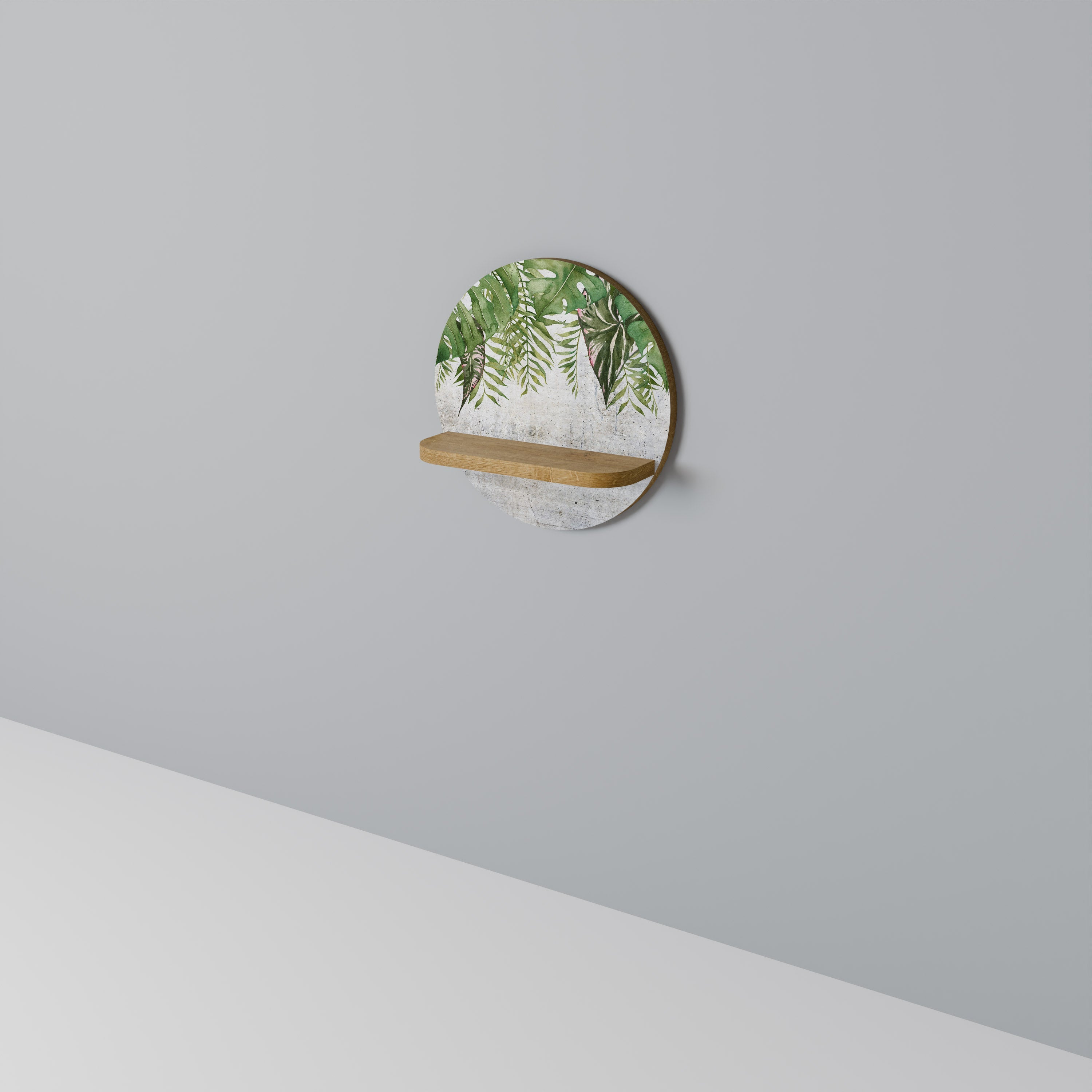 Στρογγυλό ράφι τέχνης URBAN TROPICS σε όψη δρυός