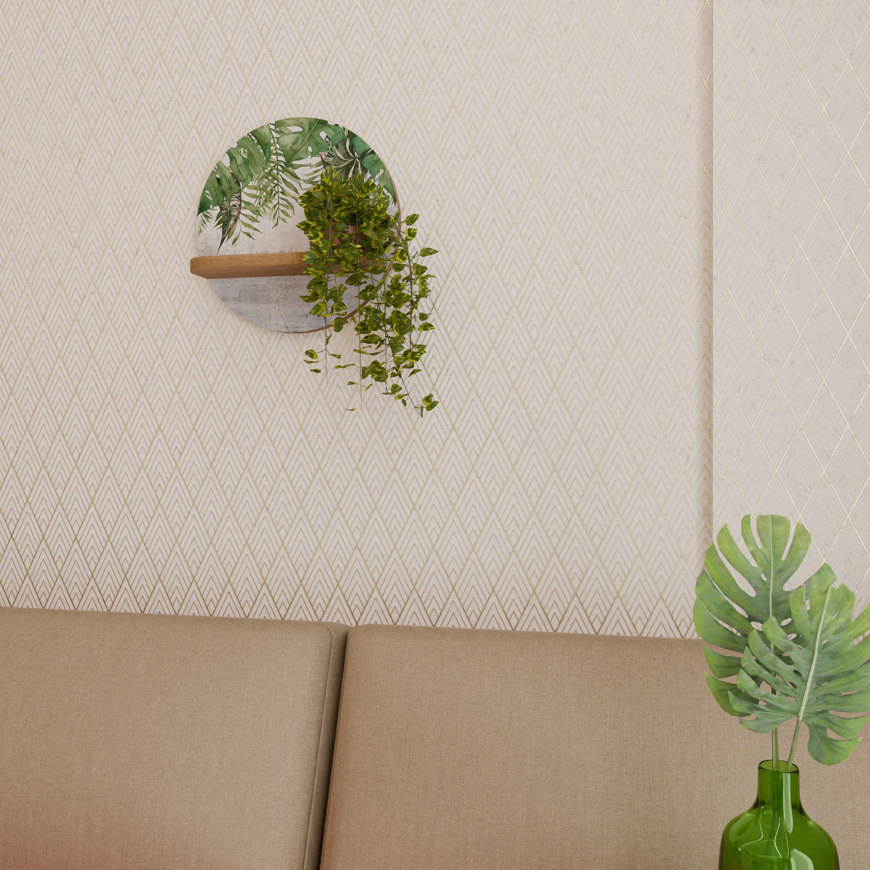 Στρογγυλό ράφι τέχνης URBAN TROPICS σε όψη δρυός