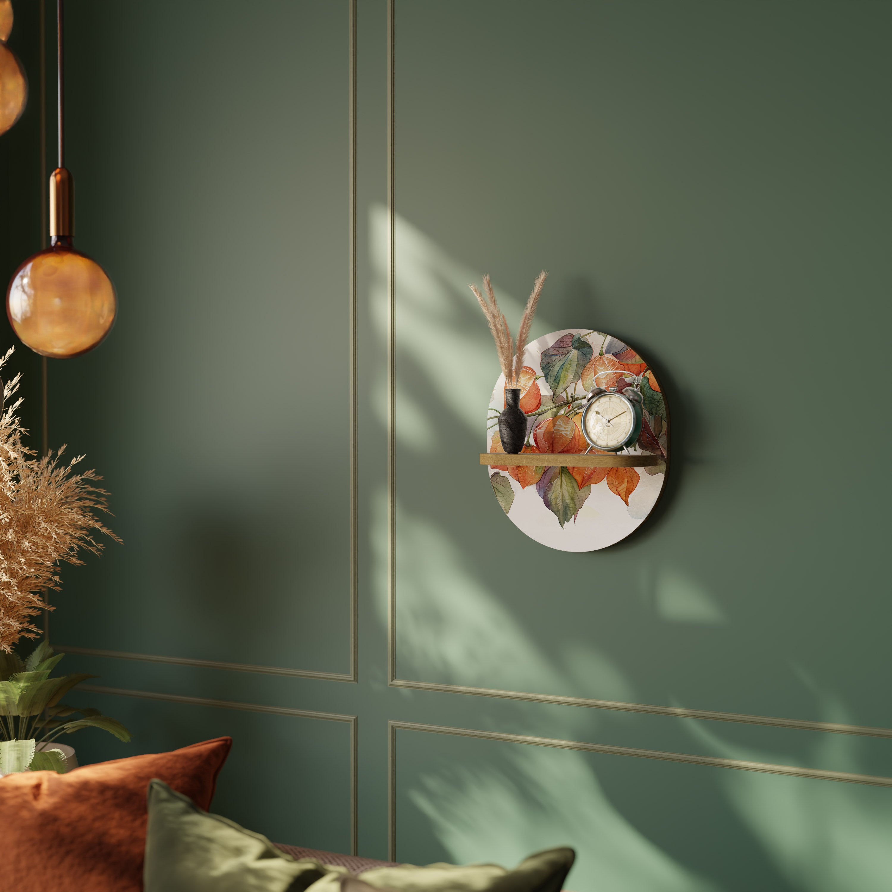 FLEETING DAYS Oval Art Shelf In Oak Effect