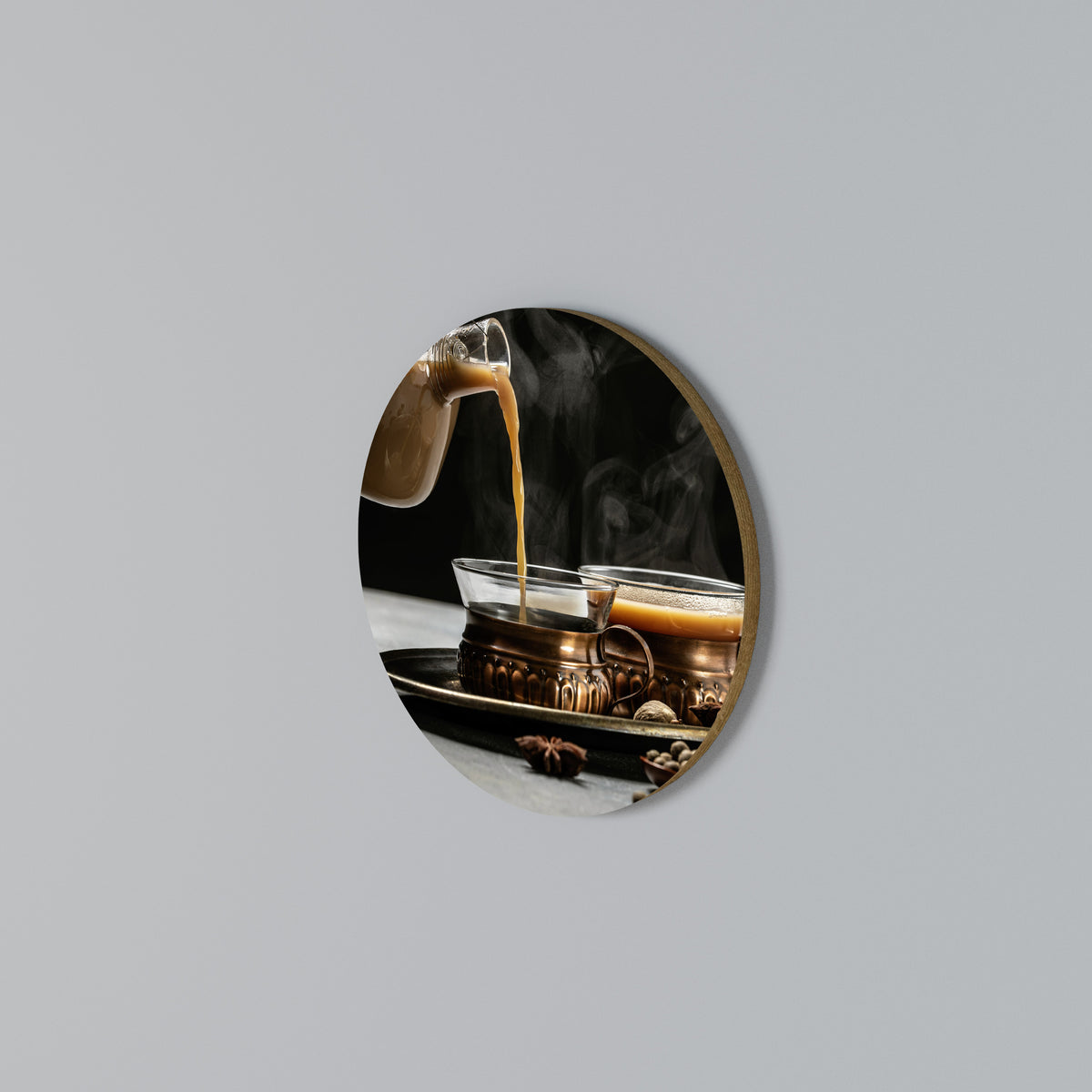 STEAMING SIPS OF SERENITY Στρογγυλός πίνακας ζωγραφικής