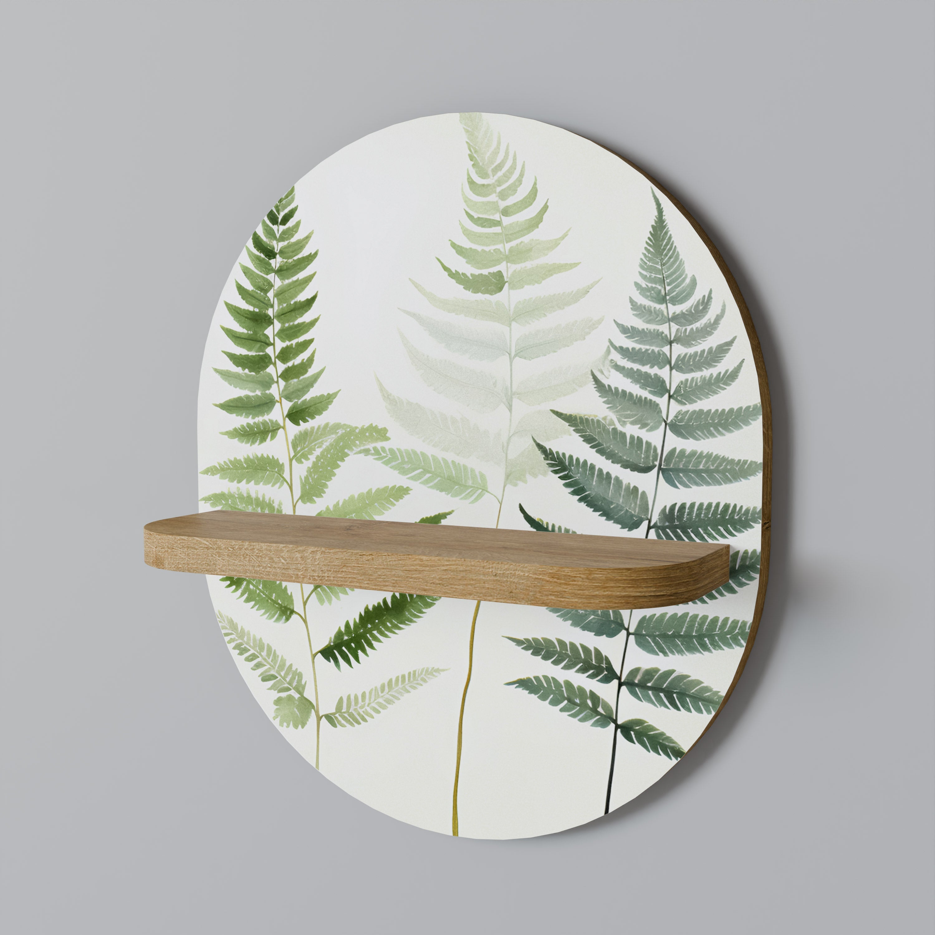 FERN MAJESTY Oval Art Shelf In Oak Effect