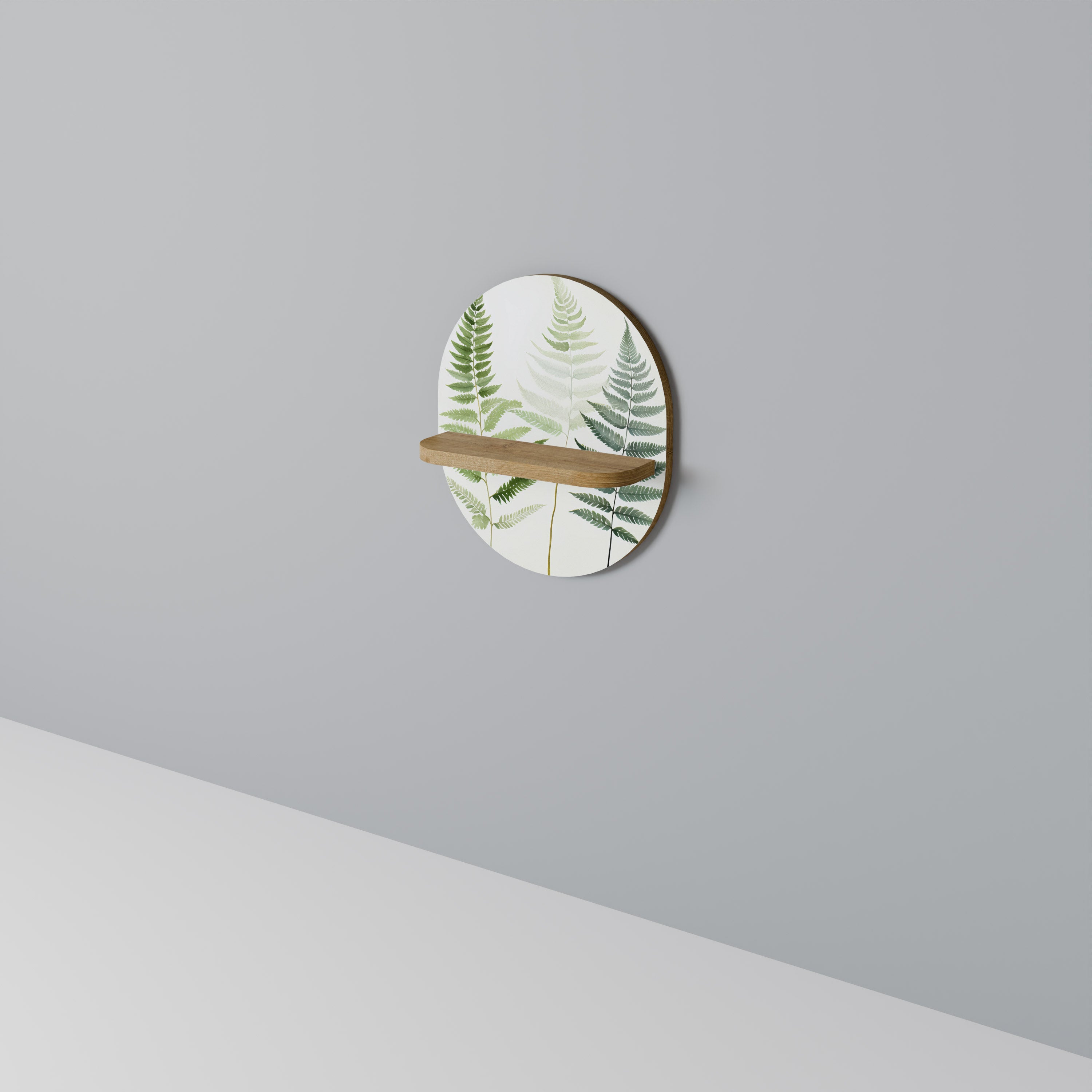 FERN MAJESTY Oval Art Shelf In Oak Effect