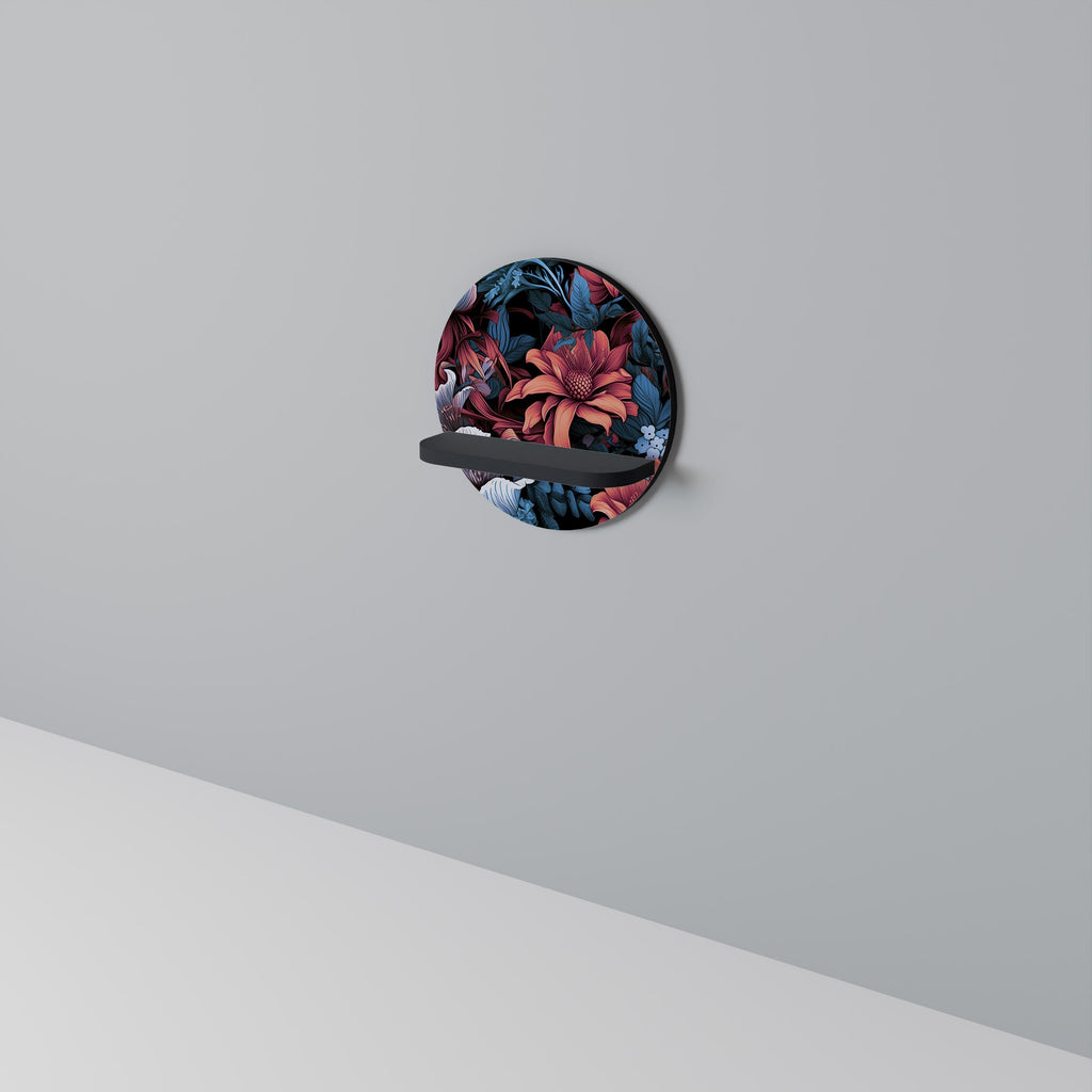 FLOURISH FANTASY Round Art Shelf In Black Finish
