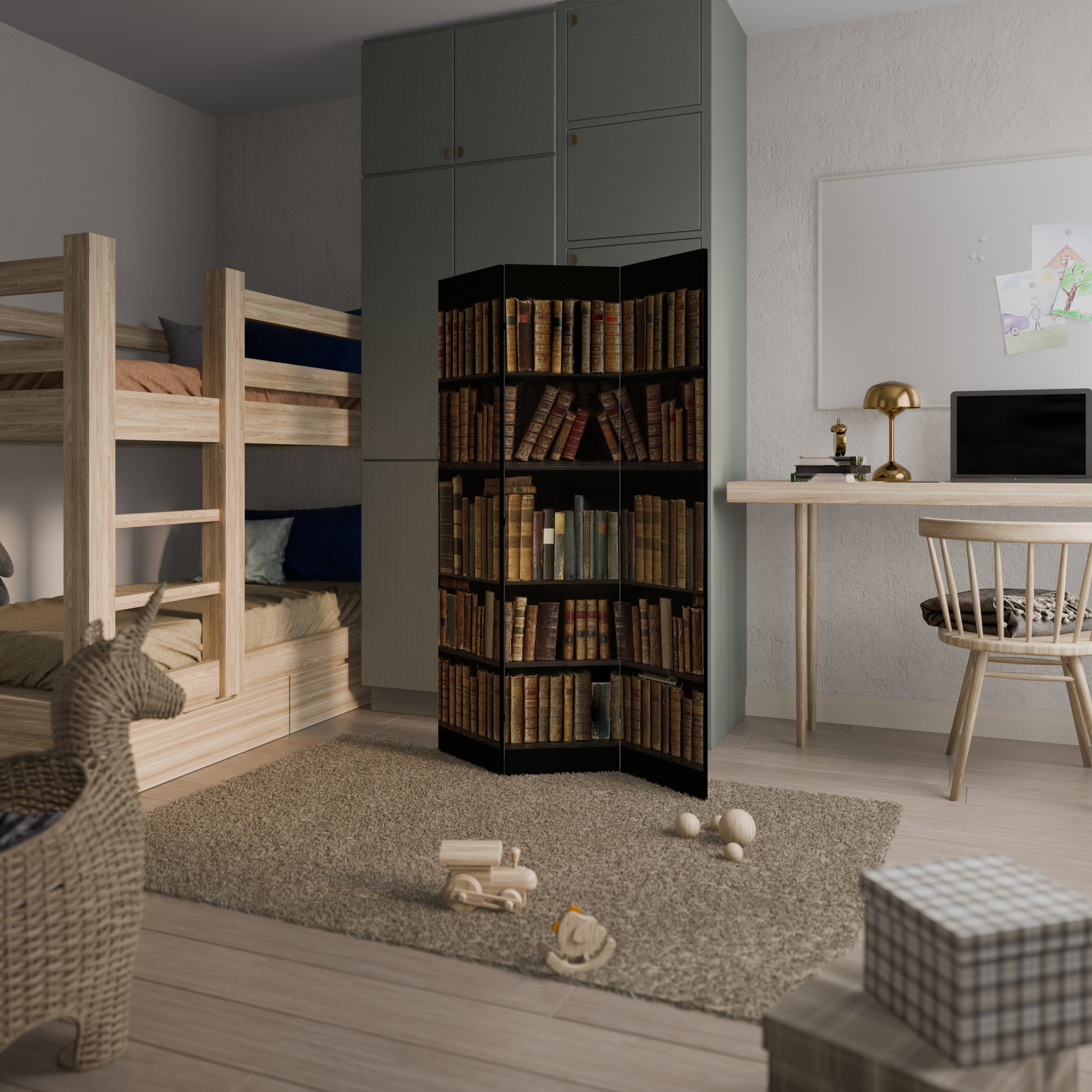 SHELVES OF TIME 3-Panel Room Divider