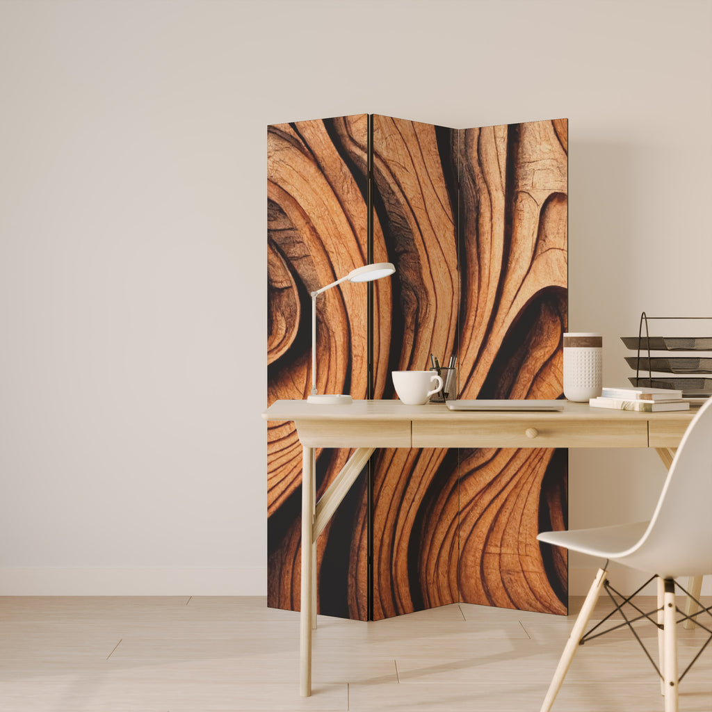 WOODEN WAVES UNFOLDED 3-Panel Room Divider