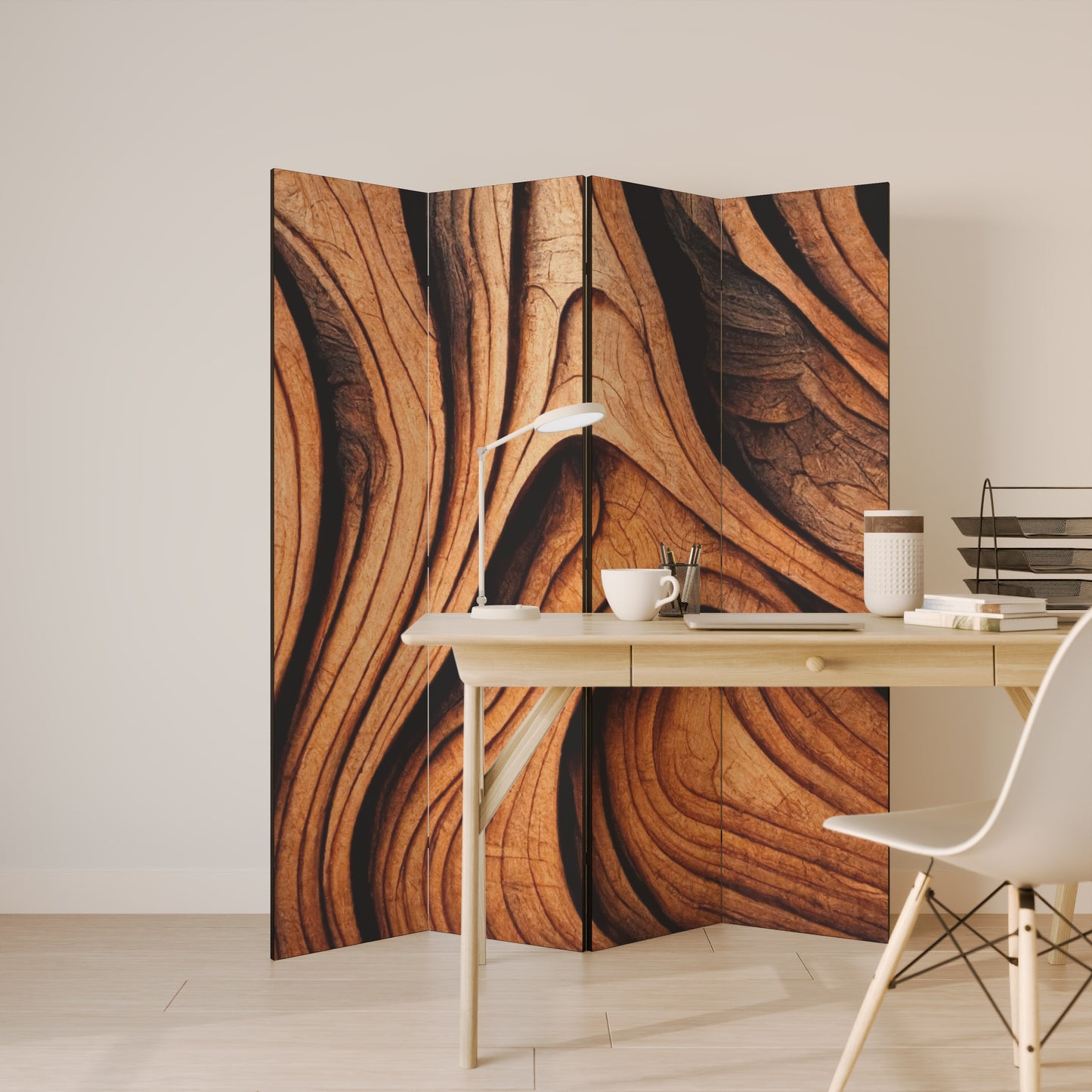 WOODEN WAVES UNFOLDED Παραβάν με 4 πάνελ