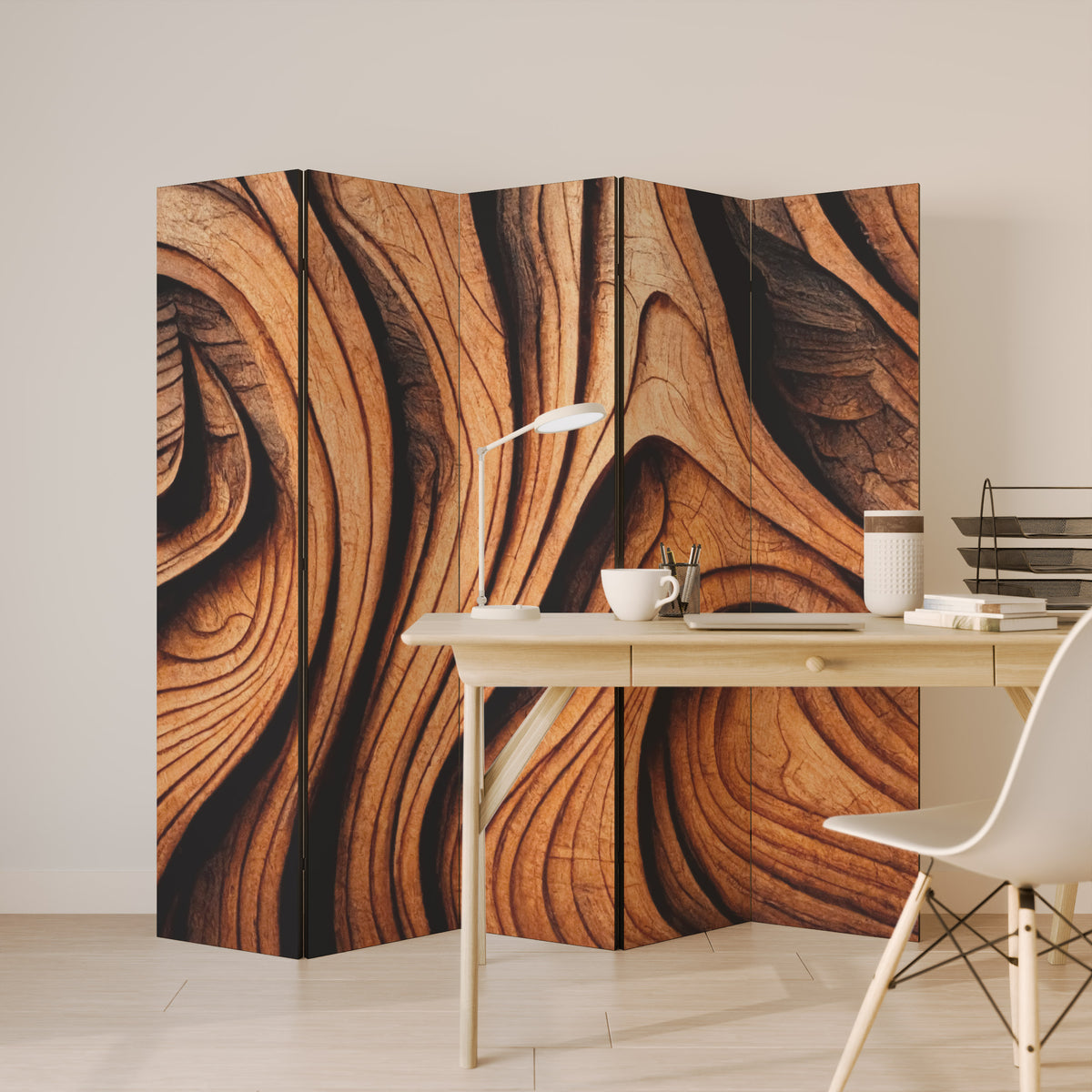 WOODEN WAVES UNFOLDED Παραβάν με 5 πάνελ