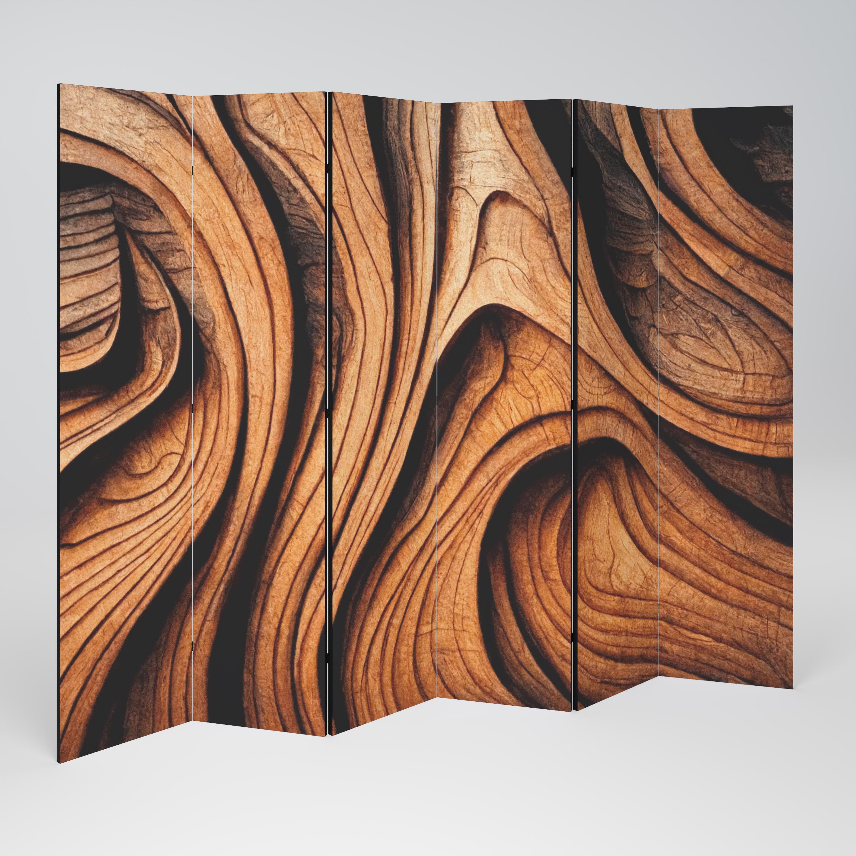 WOODEN WAVES UNFOLDED 6-Panel Room Divider