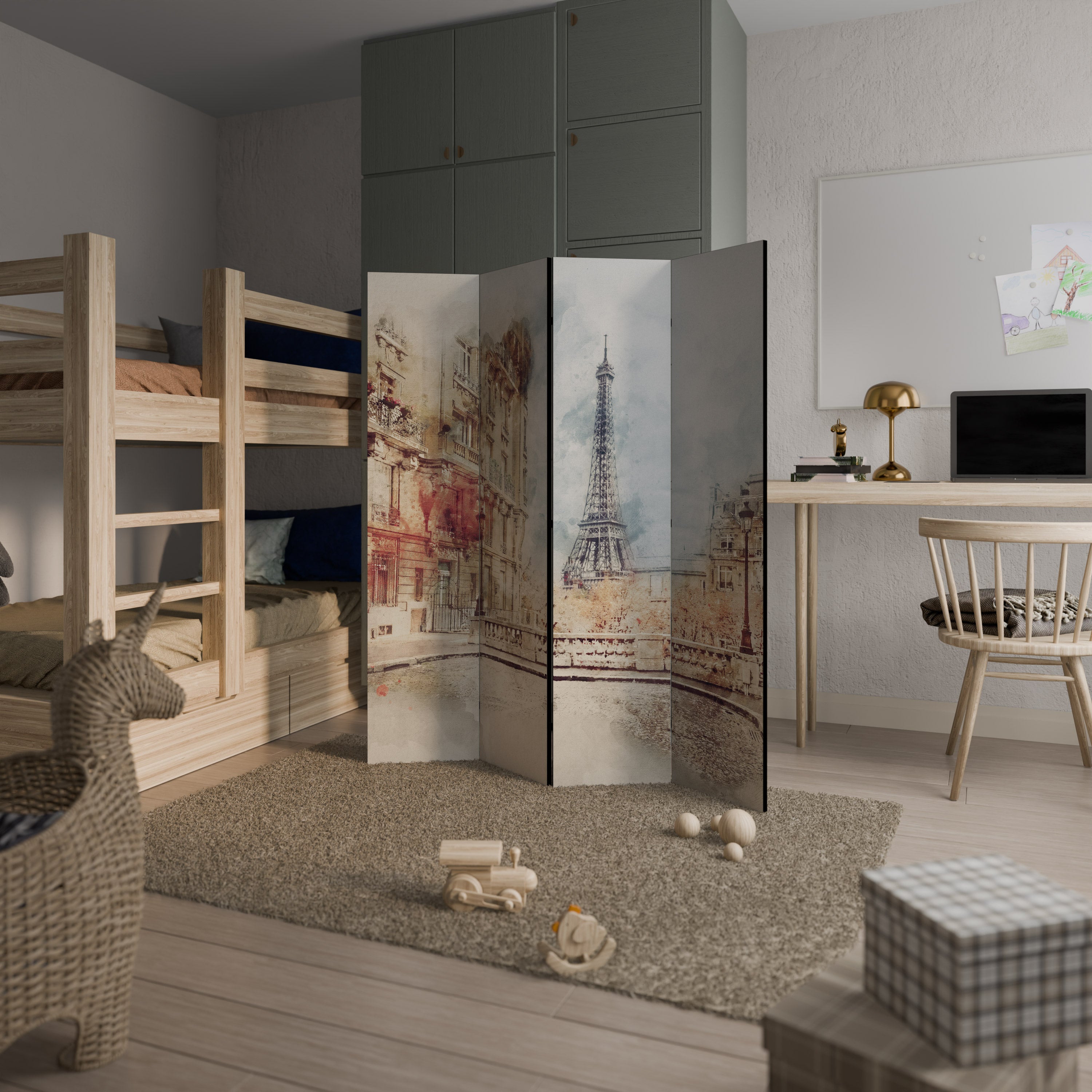 PARISIAN DAYDREAM 4-Panel Room Divider