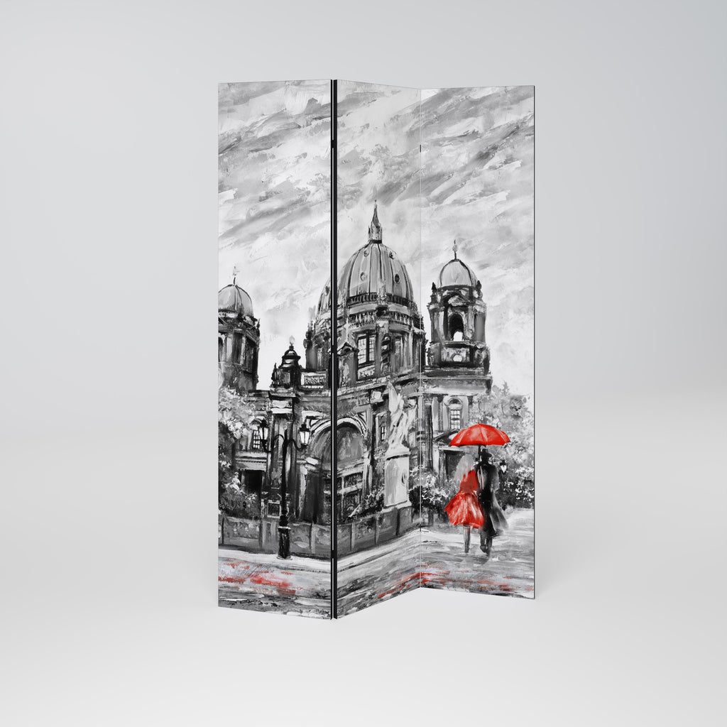 RED LEAVES EMBRACE Decorative 3-Panel Room Divider