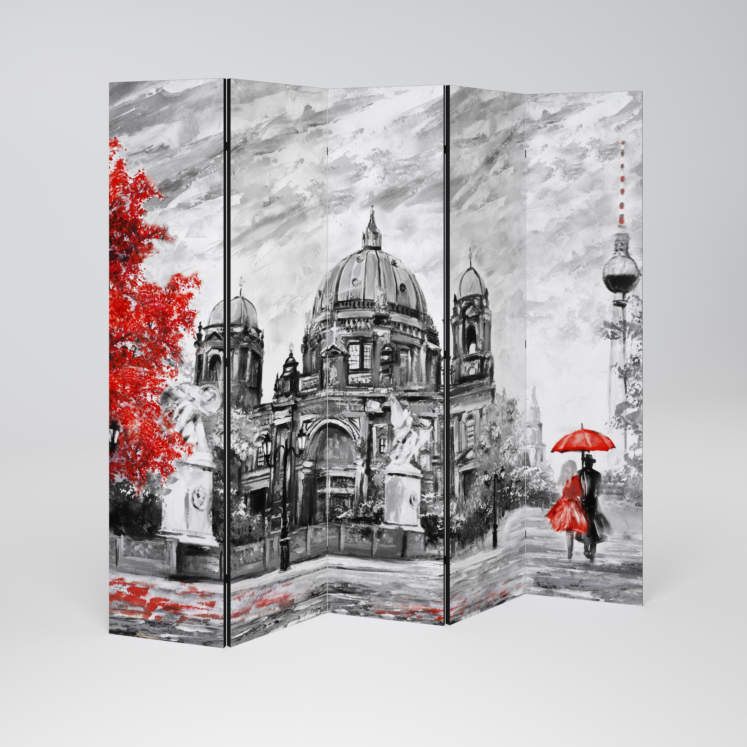 Διακοσμητικό διαχωριστικό δωματίου RED LEAVES EMBRACE 5 πάνελ