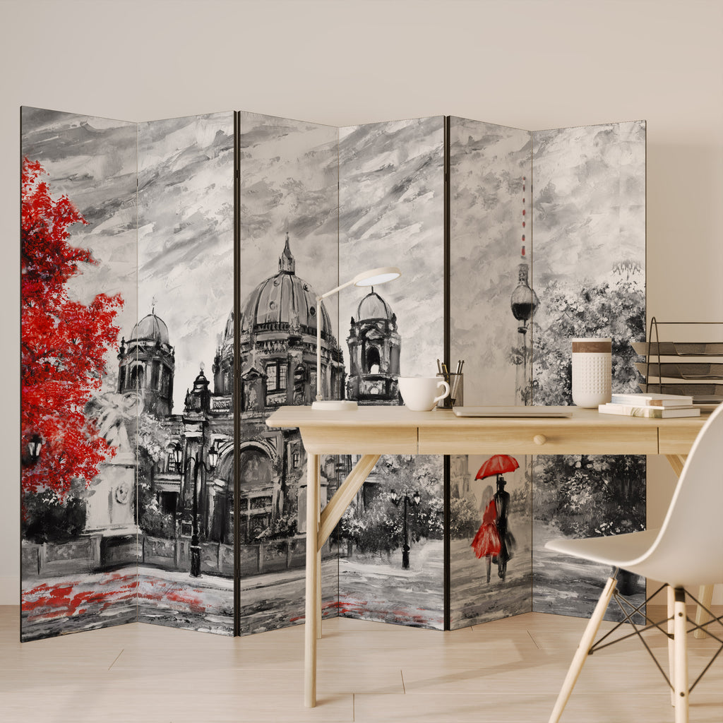 RED LEAVES EMBRACE 6-Panel Room Divider