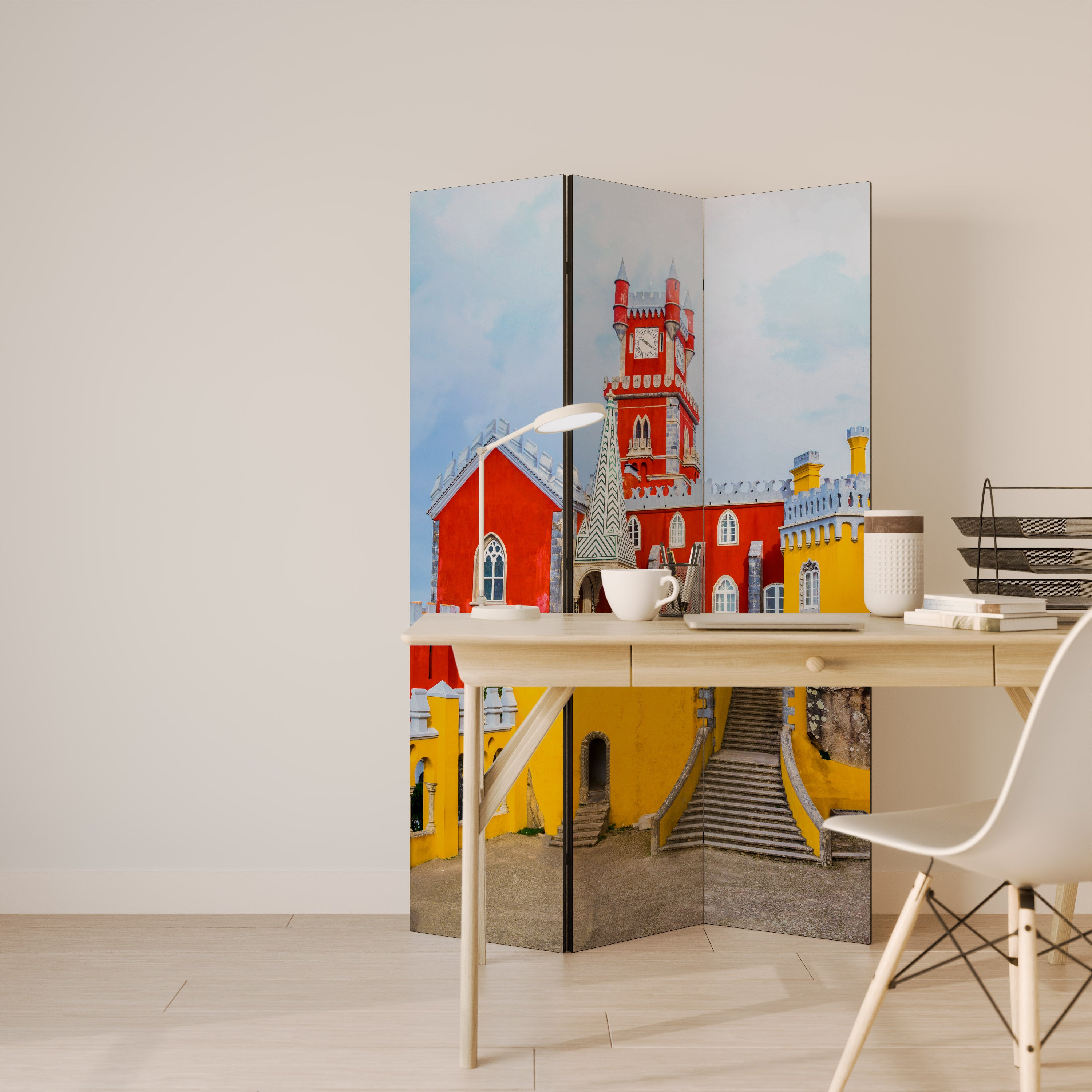 COLORFUL CASTLE CORRIDORS Παραβάν με 3 πάνελ