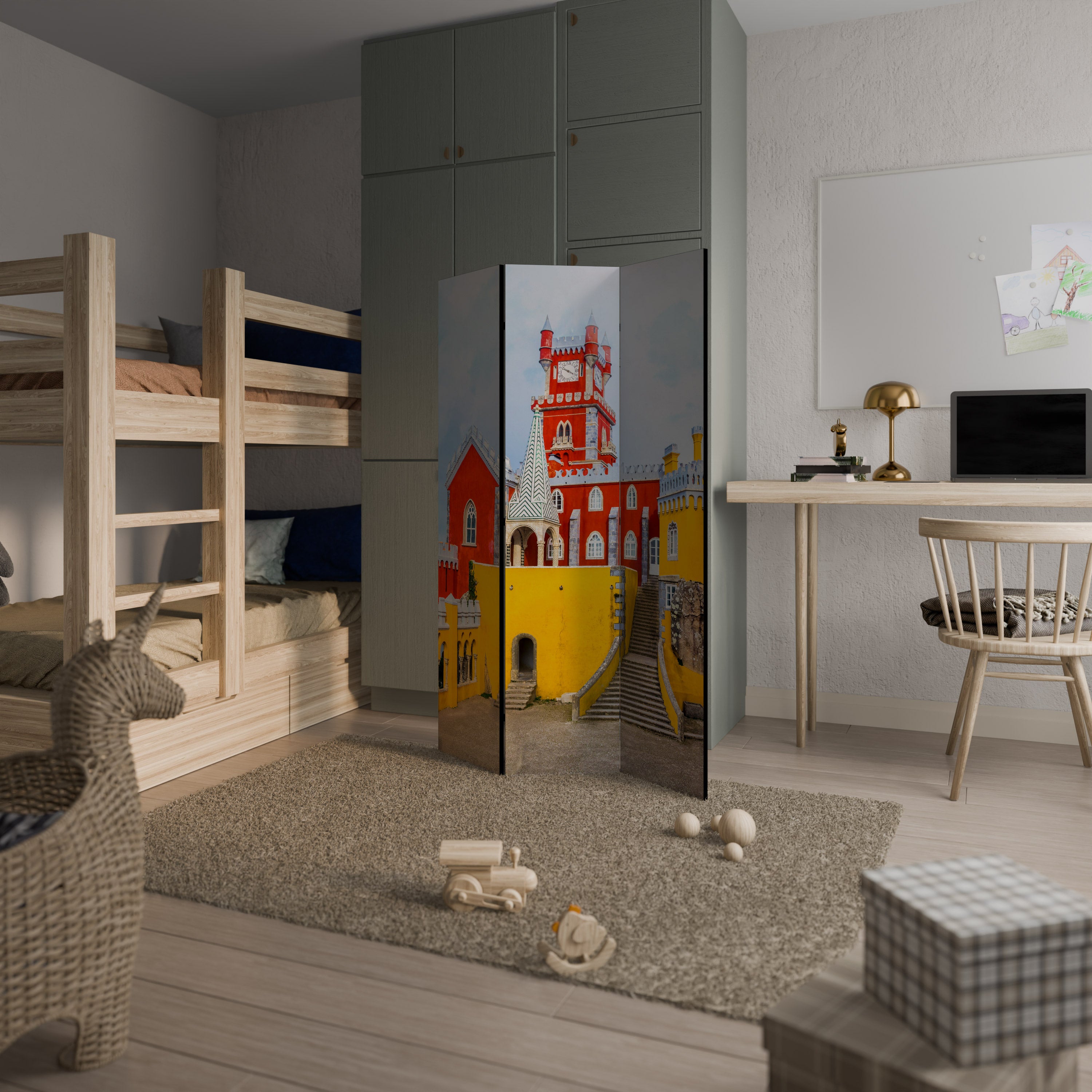 COLORFUL CASTLE CORRIDORS Παραβάν με 3 πάνελ