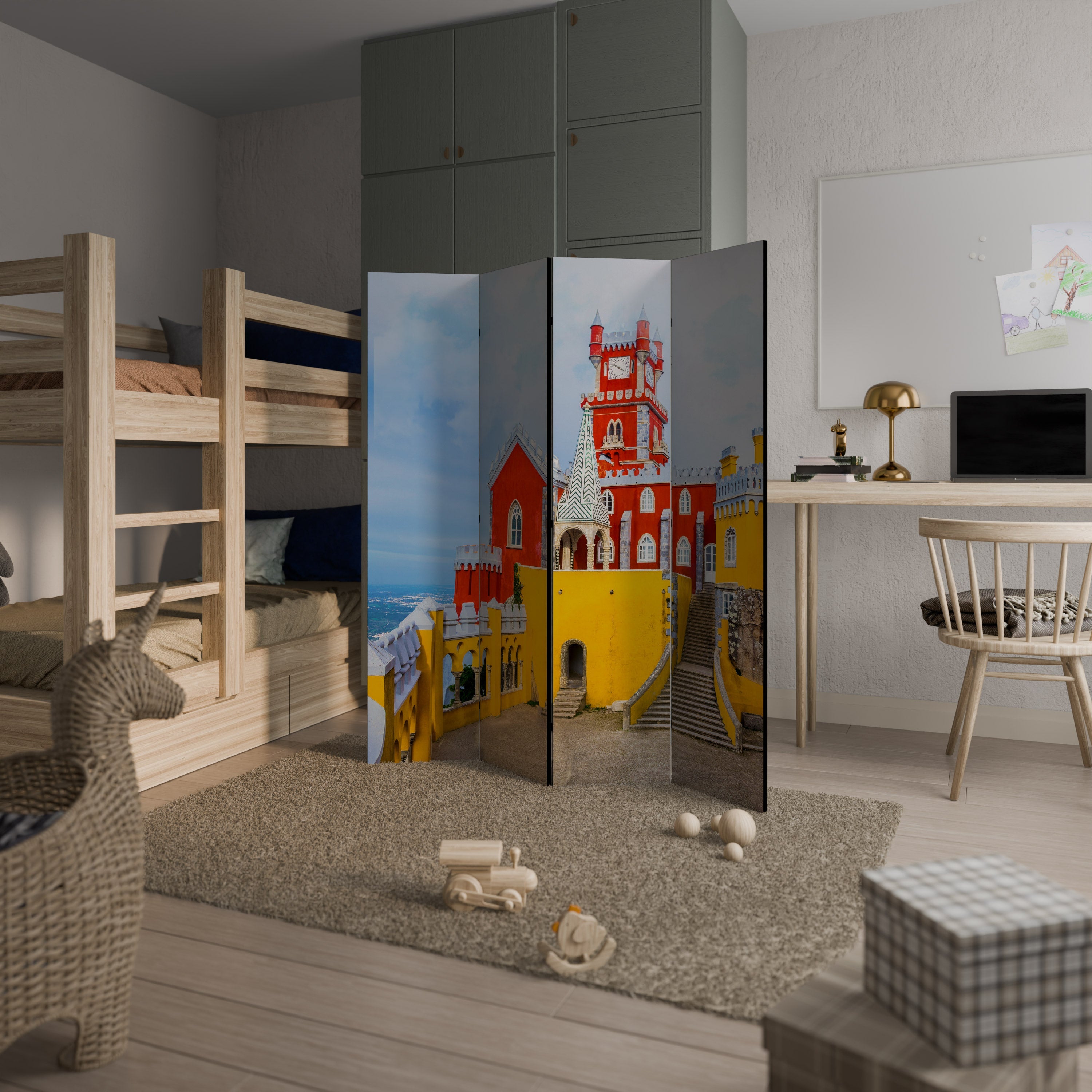 COLORFUL CASTLE CORRIDORS Διακοσμητικό διαχωριστικό δωματίου 4 πάνελ