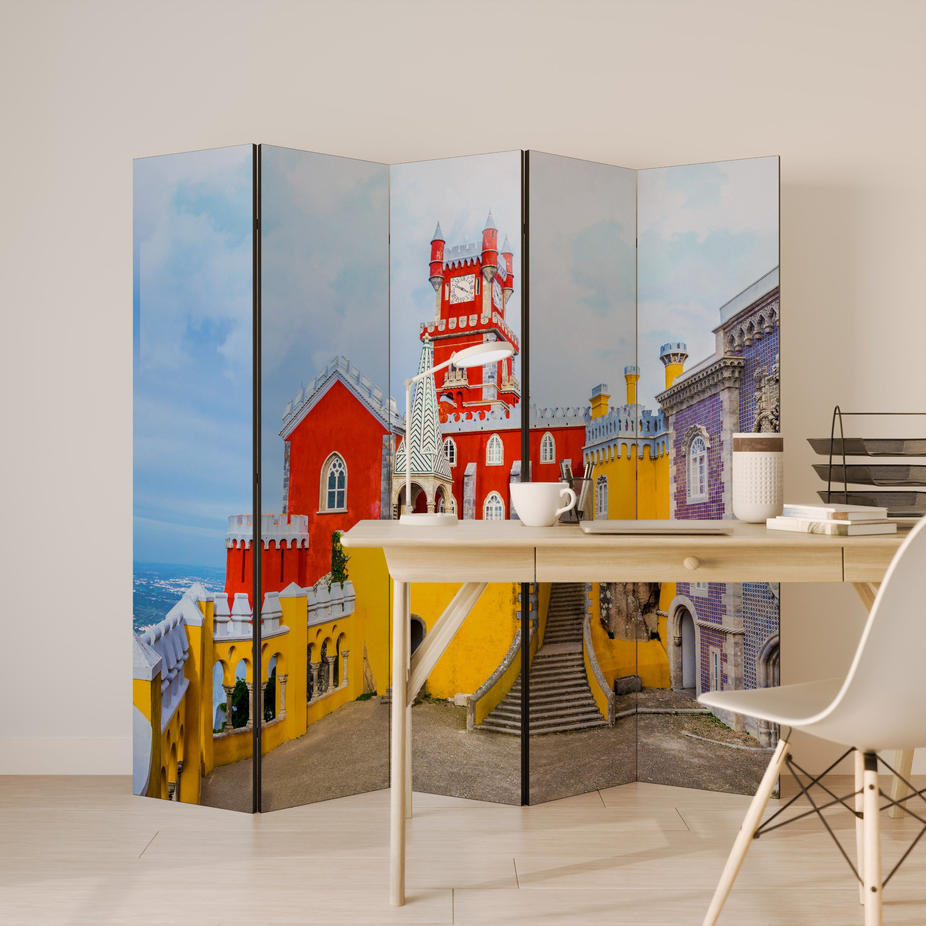 COLORFUL CASTLE CORRIDORS 5-Panel Room Divider