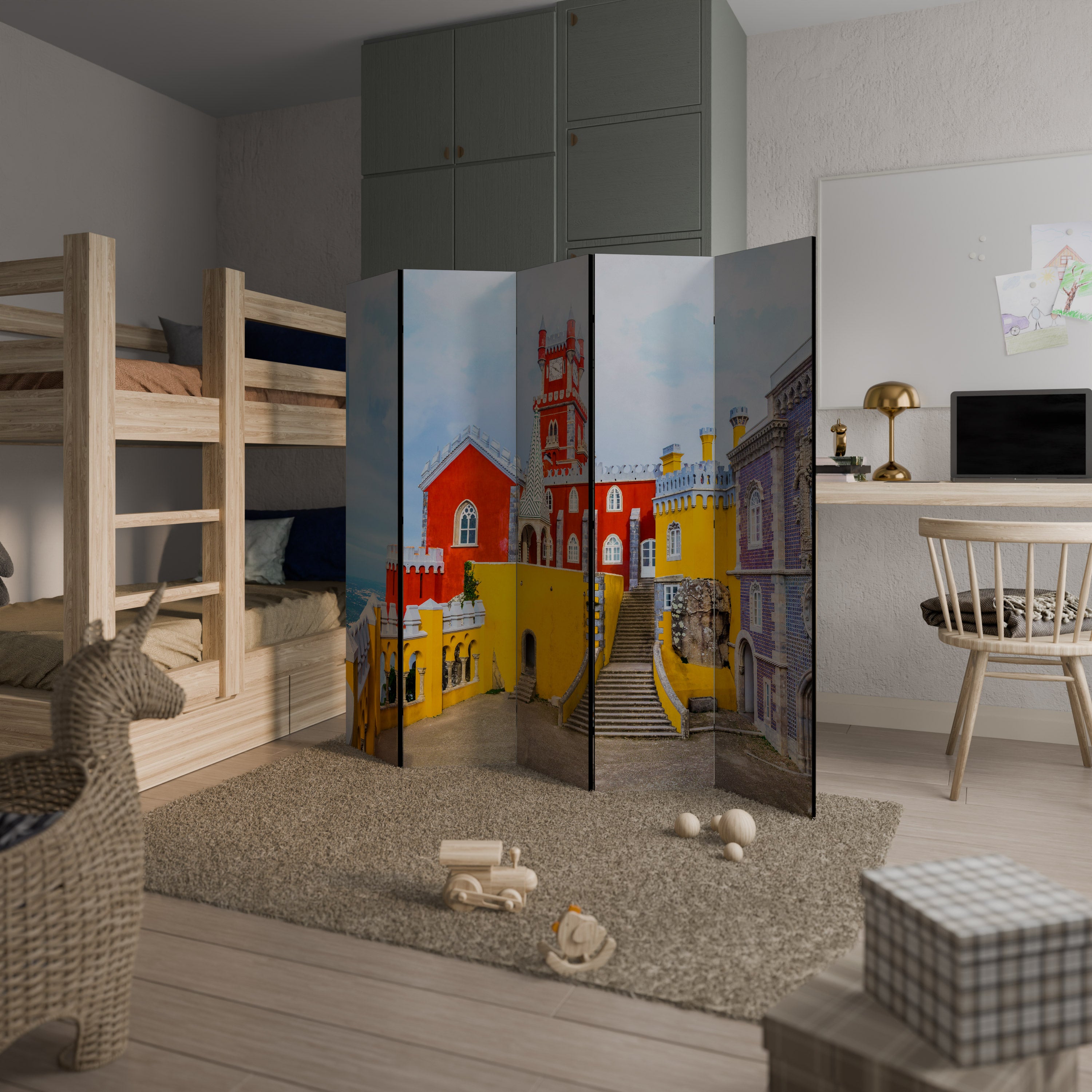 COLORFUL CASTLE CORRIDORS 5-Panel Room Divider