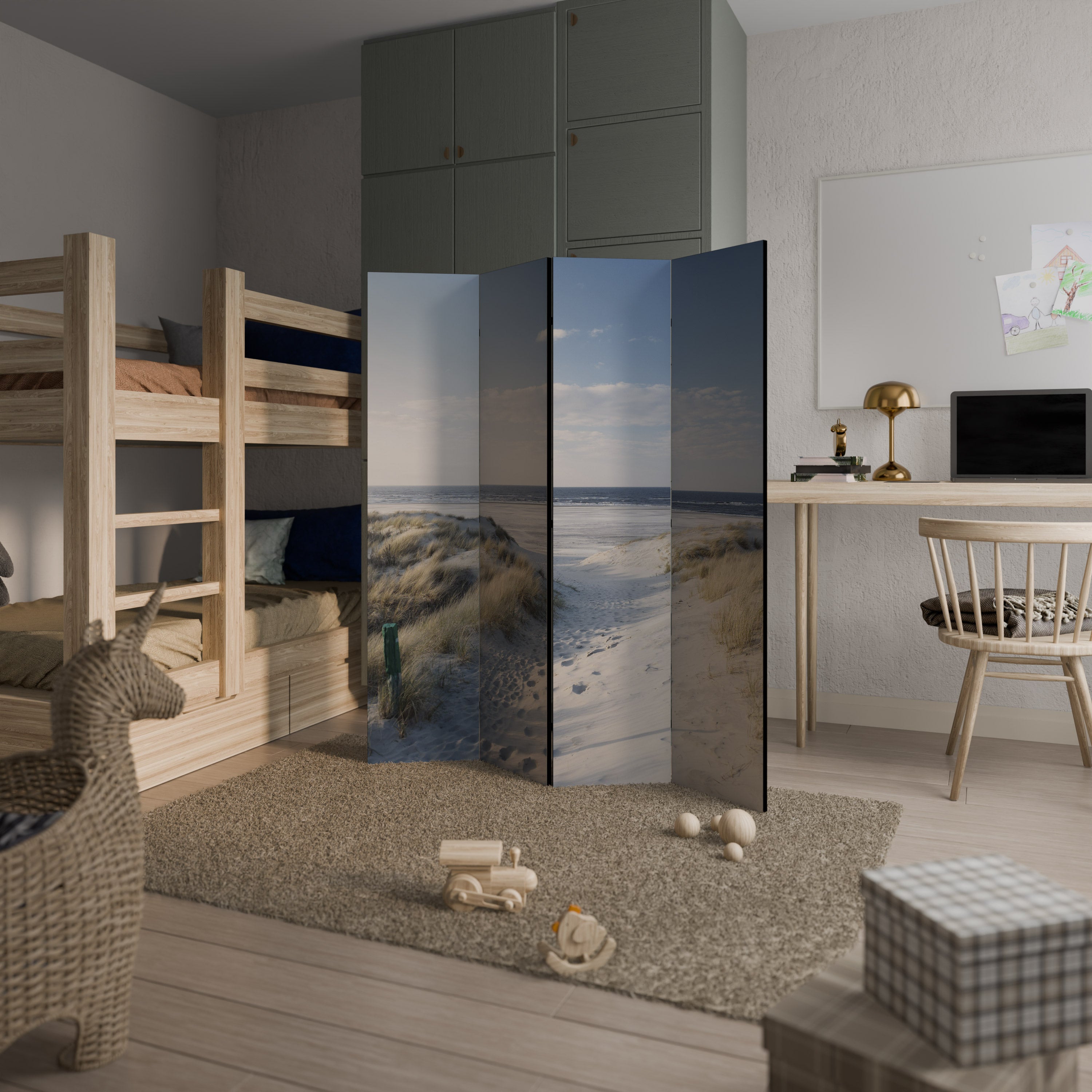 SEASIDE DREAMING Decorative 4-Panel Room Divider