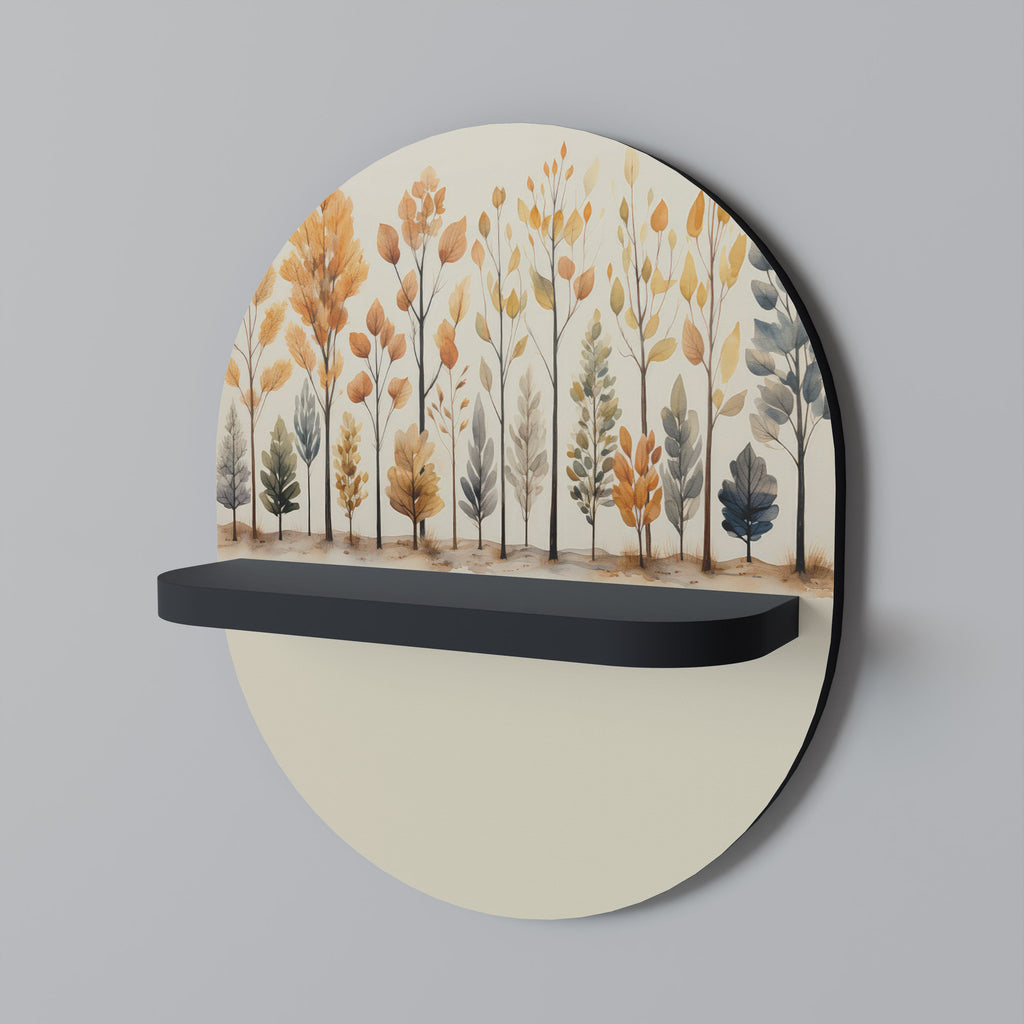 Οβάλ Ράφι Τέχνης AUTUMN FOREST σε Μαύρο Φινίρισμα