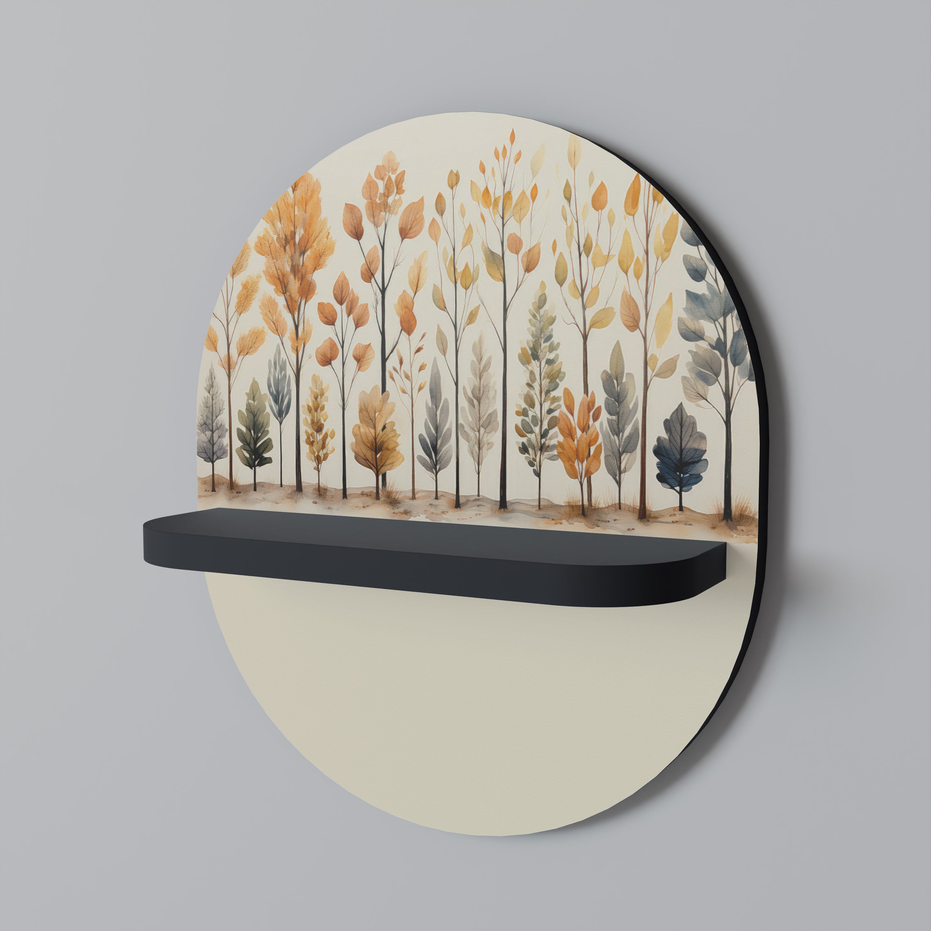 Οβάλ Ράφι Τέχνης AUTUMN FOREST σε Μαύρο Φινίρισμα